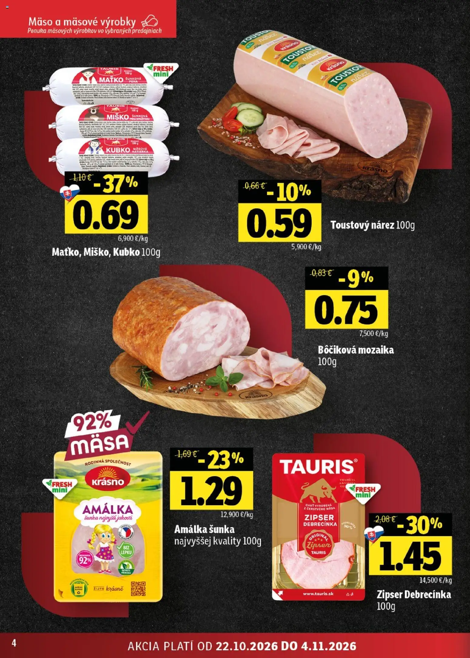 Náhľad Fresh letáku platného od 22.10.2026 - Mäso, Šunka, Pena
