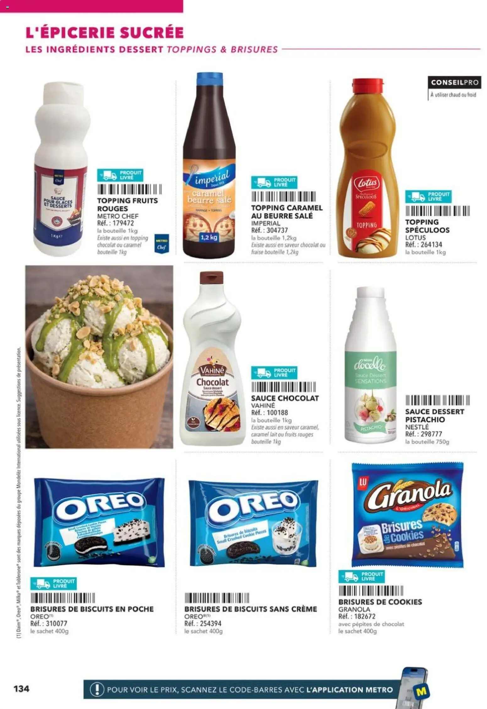Prévisualisation de METRO - Restauration rapide du magasin METRO formulaire valide 14/04/2026 - Chocolat, Livre, Lotus, Fraise, Glaces, Crème, Granola, Oreo