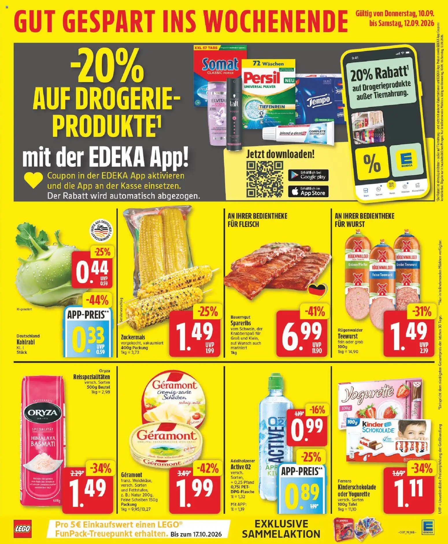 Vorschau von dem Prospekt des Geschäftes Edeka, gültig ab dem 07.09.2026 - Schokolade, Wurst, Kohlrabi, Fleisch, Yogurette, Adelholzener, Geramont, Bauerngut