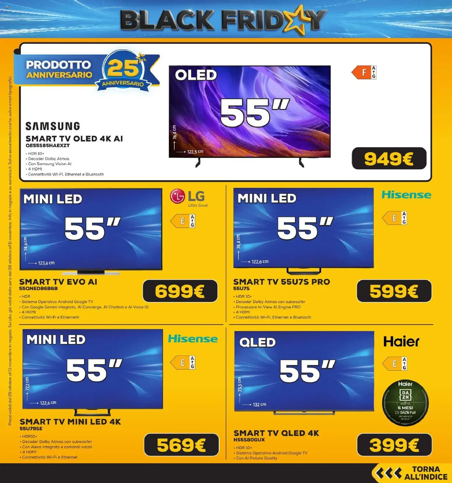 Anteprima dell'opuscolo Euronics Black Friday dal negozio Euronics valido da 29/10/2026 - Samsung, TV, smart TV, Tè, Decoder