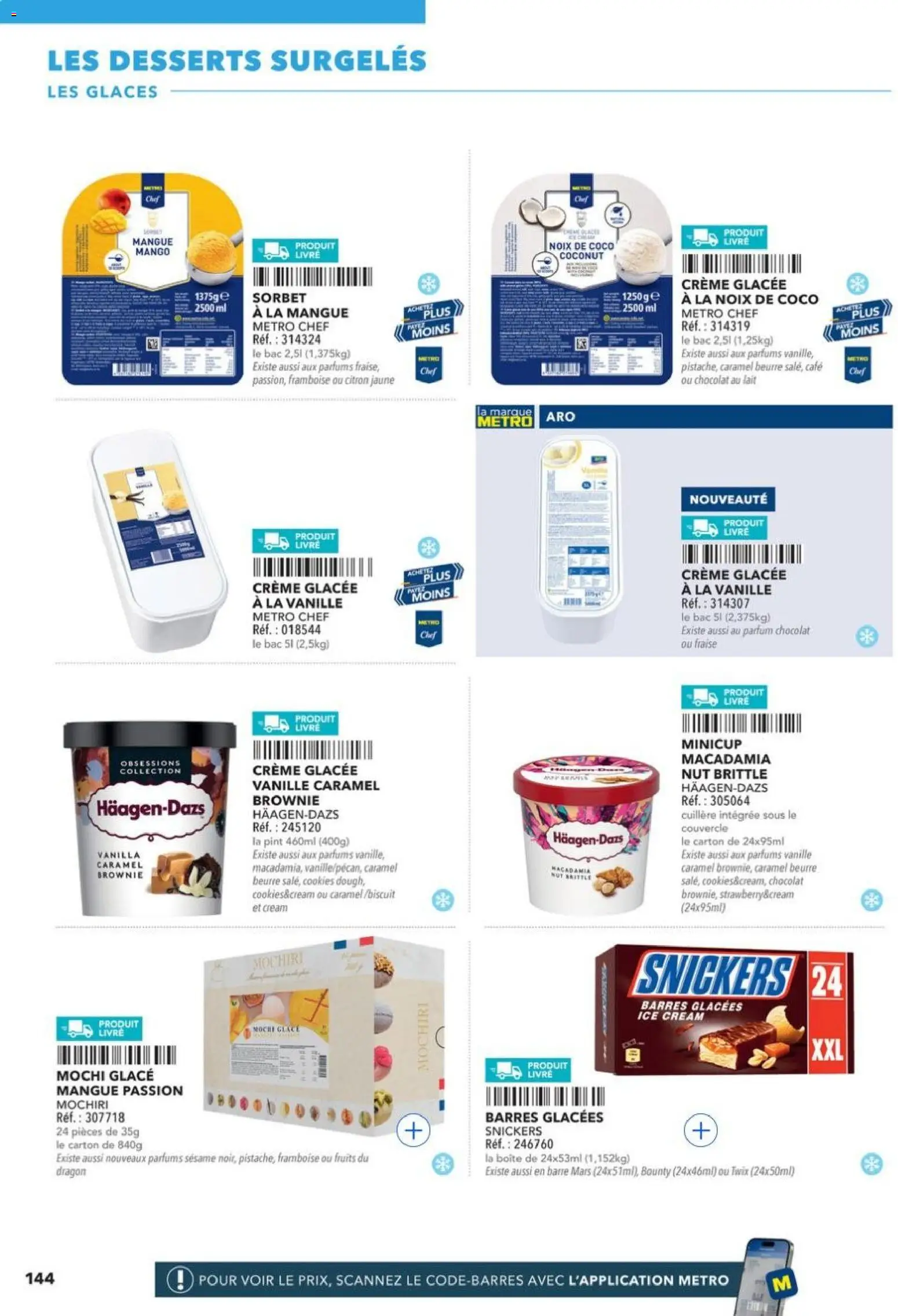 Prévisualisation de METRO - Restauration rapide du magasin METRO formulaire valide 14/04/2026 - Coco, Fruits, Mochi, Lait, Glaces, Mangue, Snickers, Chocolat au lait