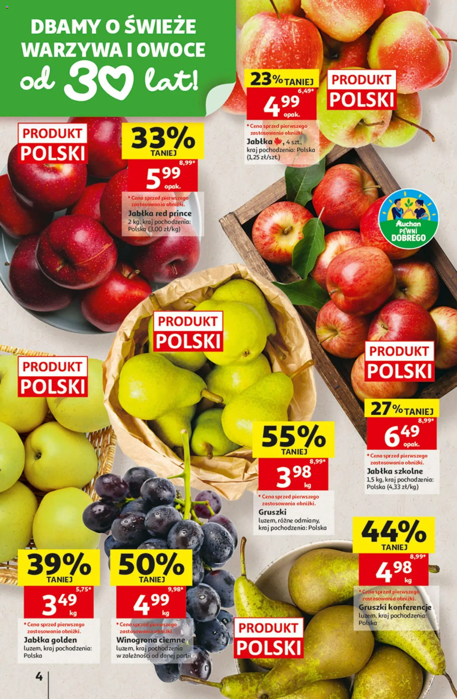Pogląd gazetki "Auchan gazetka - Hipermarket" ze sklepu Auchan ważnej od 08.10.2026 - Owoce, Warzywa, Gruszki, Winogrona, Jabłka