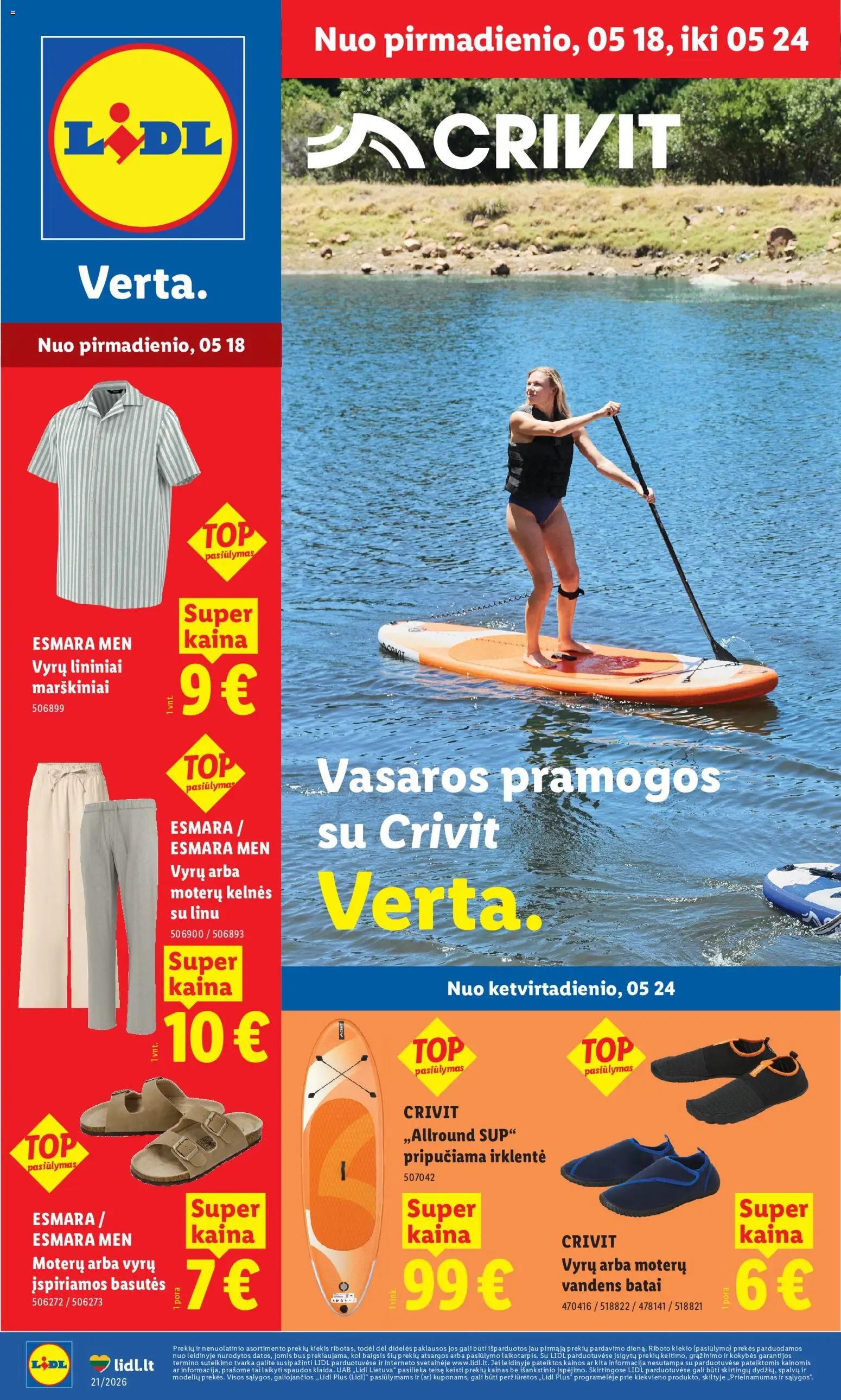LIDL parduotuvės leidinio LIDL leidinys - Ne maisto prekių pasiūlymai galiojančio nuo 2026.05.18 peržiūra - Kelnes, Marškiniai