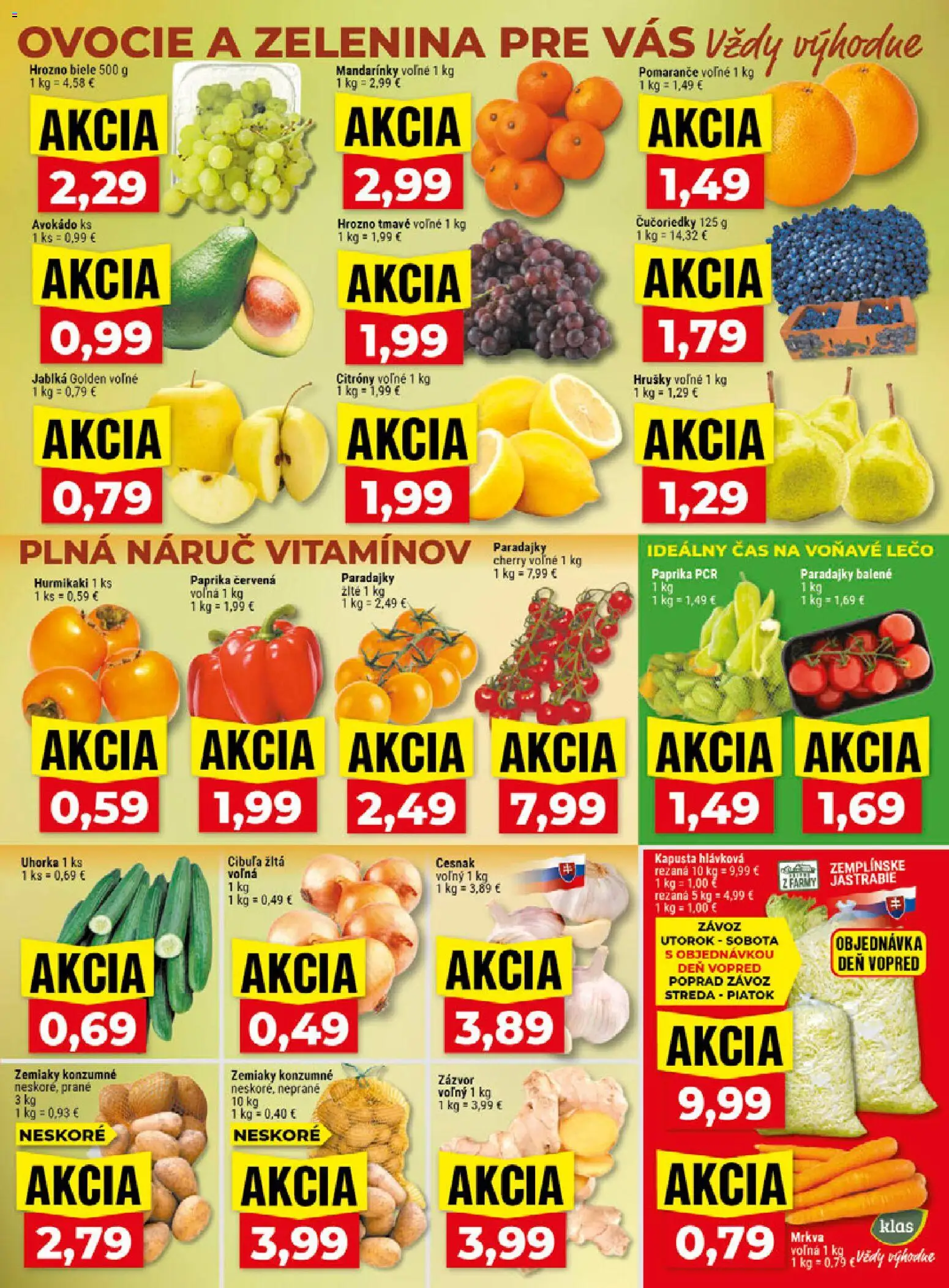 Náhľad Klas letáku platného od 02.11.2026 - Hurmikaki, Paprika, Kapusta, Cesnak, Hrozno, Jablká, Hrušky, Mandarinky