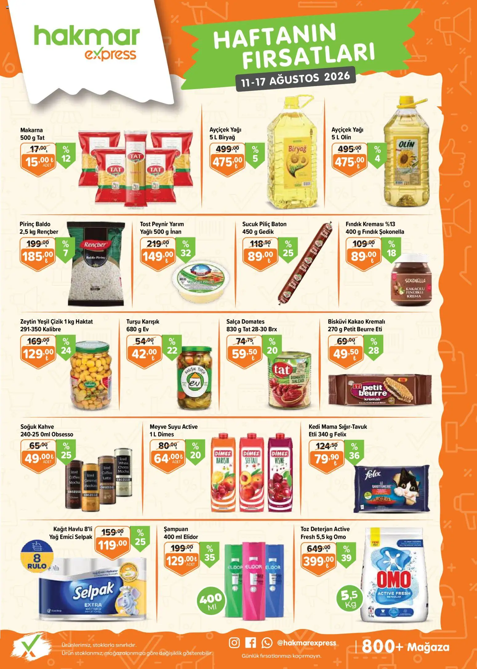Hakmar Express Hakmar Express Katalog 11.08.2026 - Broşürünün önizlemesi - Kahve, Fındık, Domates, Yağ, Pirinç, Şeftali, Bisküvi, Piliç