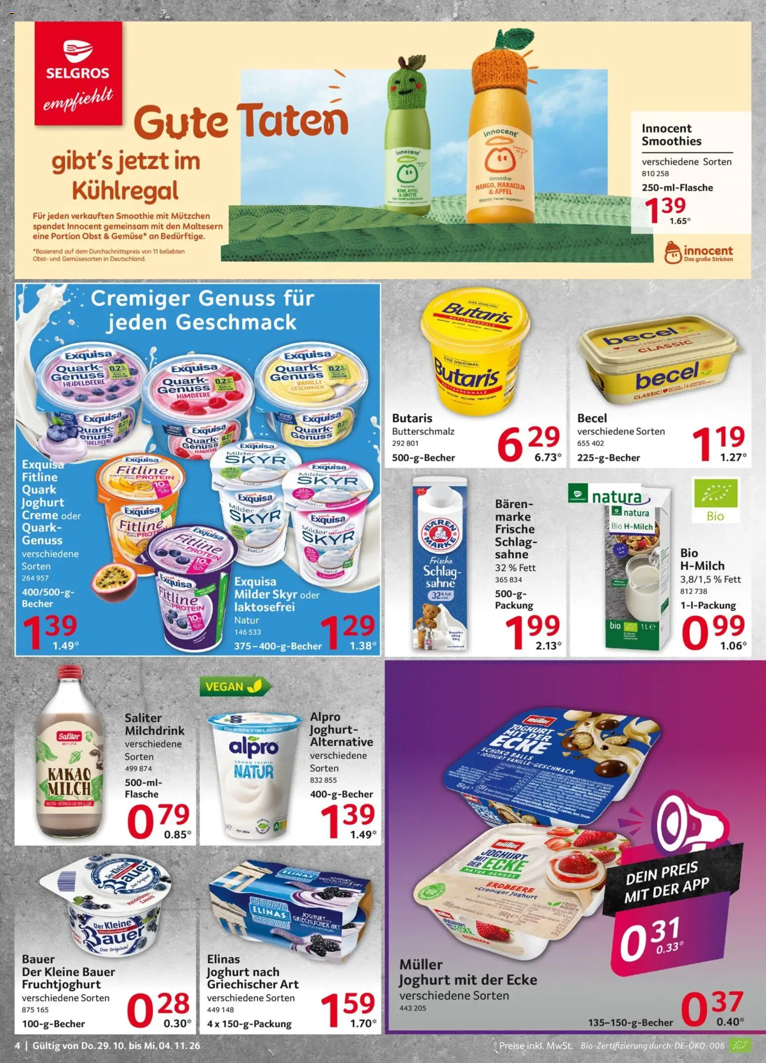 Vorschau von dem Prospekt des Geschäftes Selgros, gültig ab dem 29.10.2026 - Kiwi, Quark, Himbeere, Obst, Butterschmalz, Creme, Alpro, Exquisa