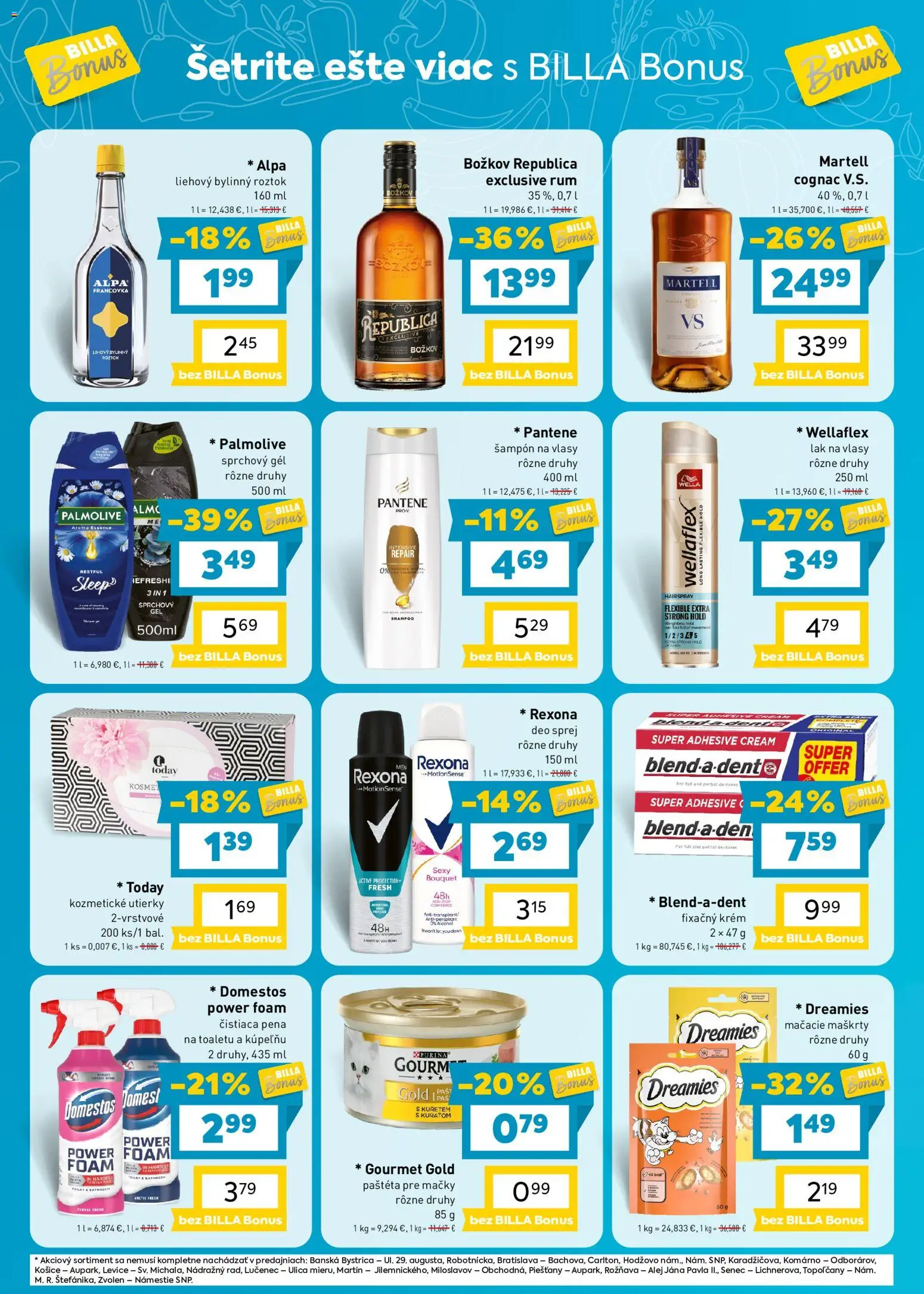 Náhľad Billa letáku platného od 09.09.2026 - Rum, Šampón, Domestos, Lak na vlasy, Krém, Utierky, Republica, Sprchový gél