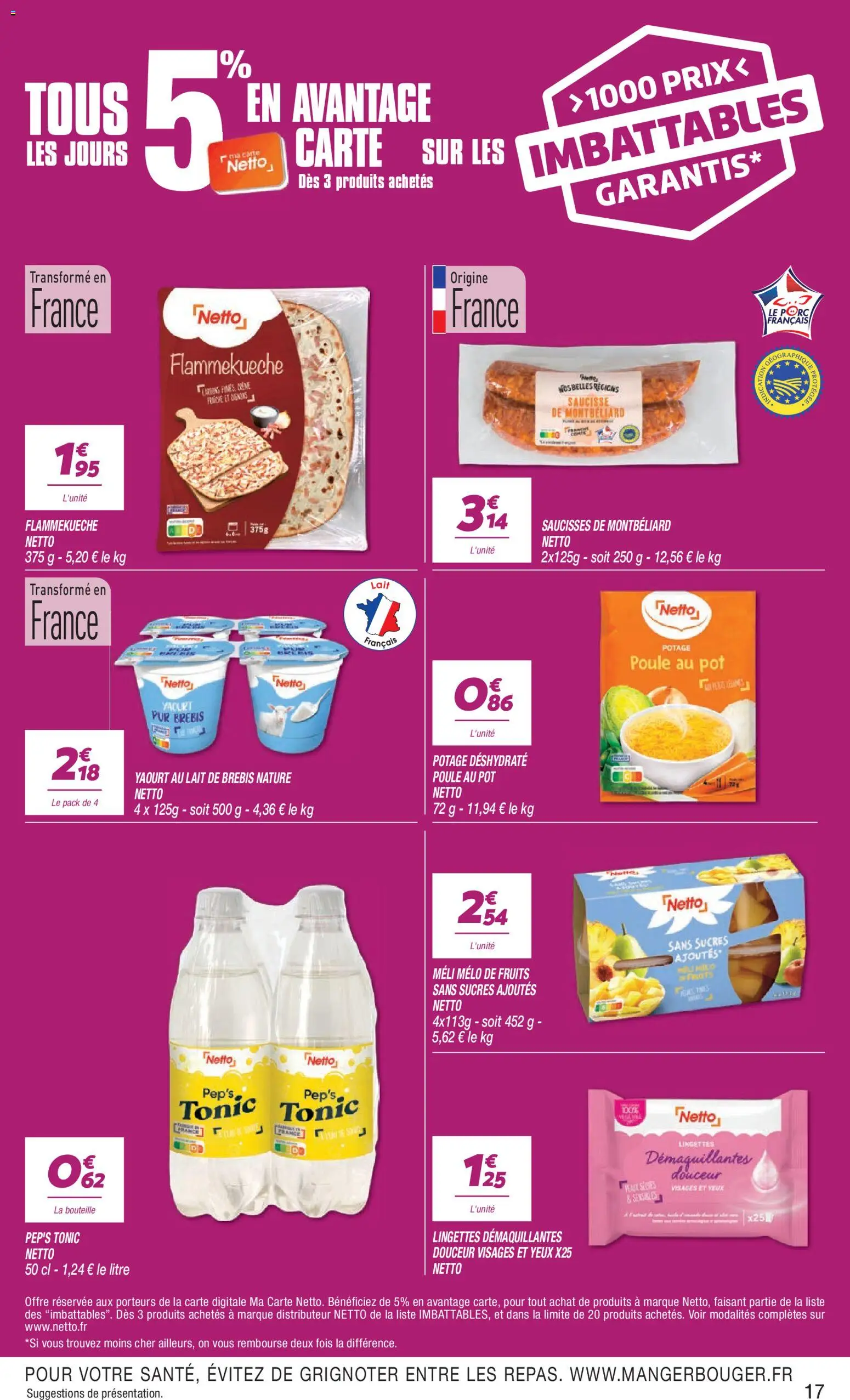 Prévisualisation de Netto - Temps fort Novembre du magasin Netto formulaire valide 03/11/2026 - Distributeur, Fruits, Lait, Yaourt, Oignons, Saucisses, Porc, Lingettes démaquillantes