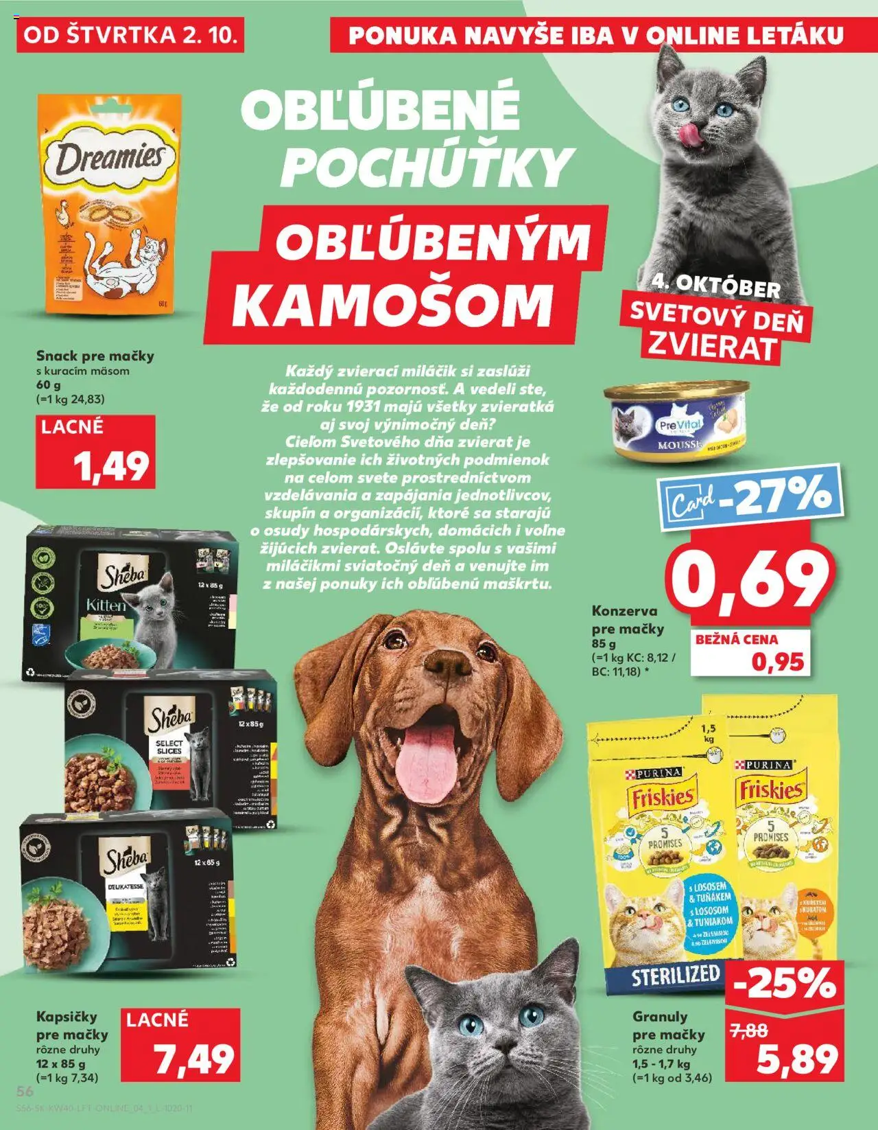 Náhľad Kaufland letáku platného od 02.10.2025 - Kapsičky pre mačky, Friskies