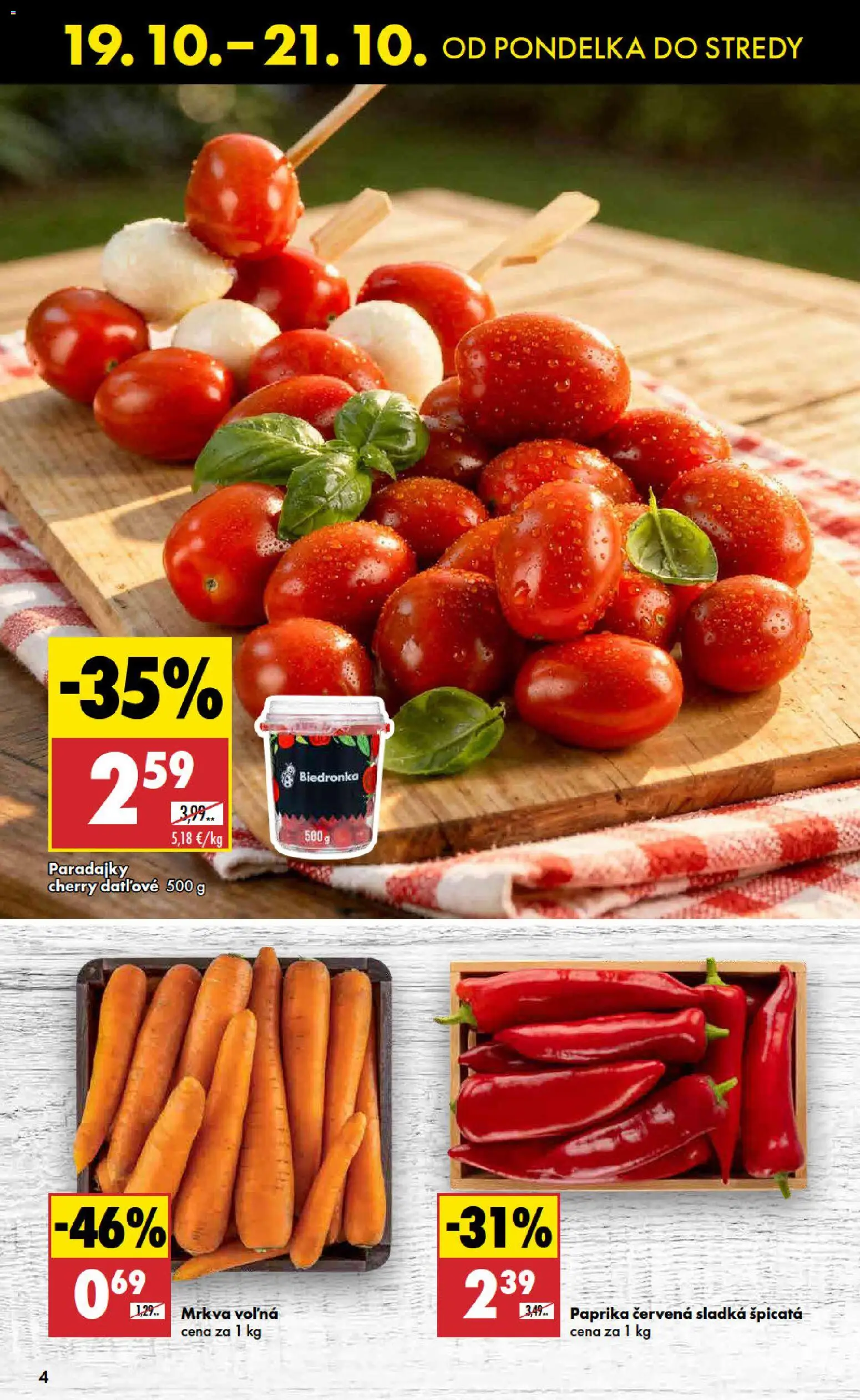 Náhľad Biedronka letáku platného od 19.10.2026 - Paprika, Paradajky, Mrkva