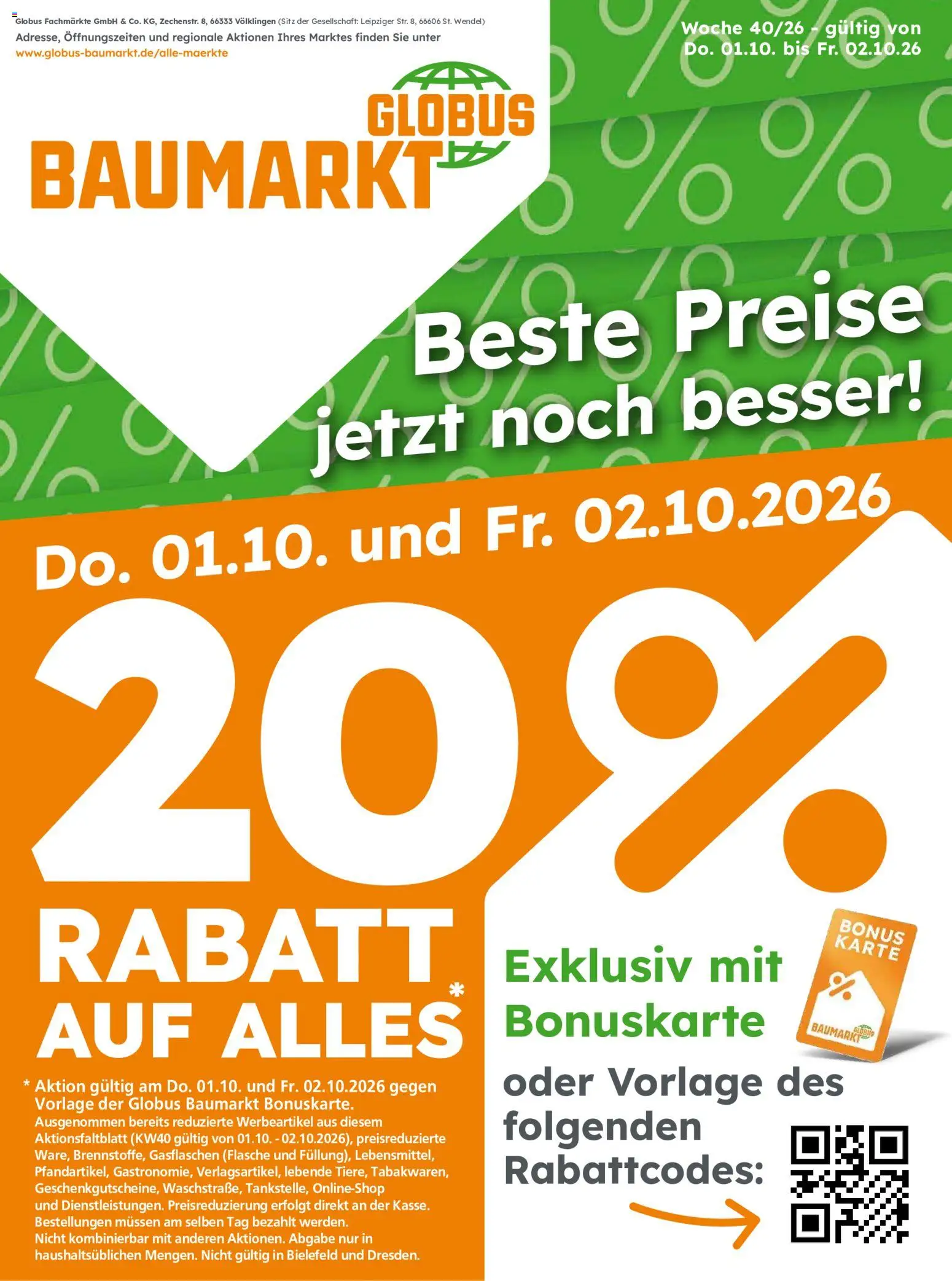 Vorschau von dem Prospekt des Geschäftes Globus Baumarkt, gültig ab dem 01.10.2026