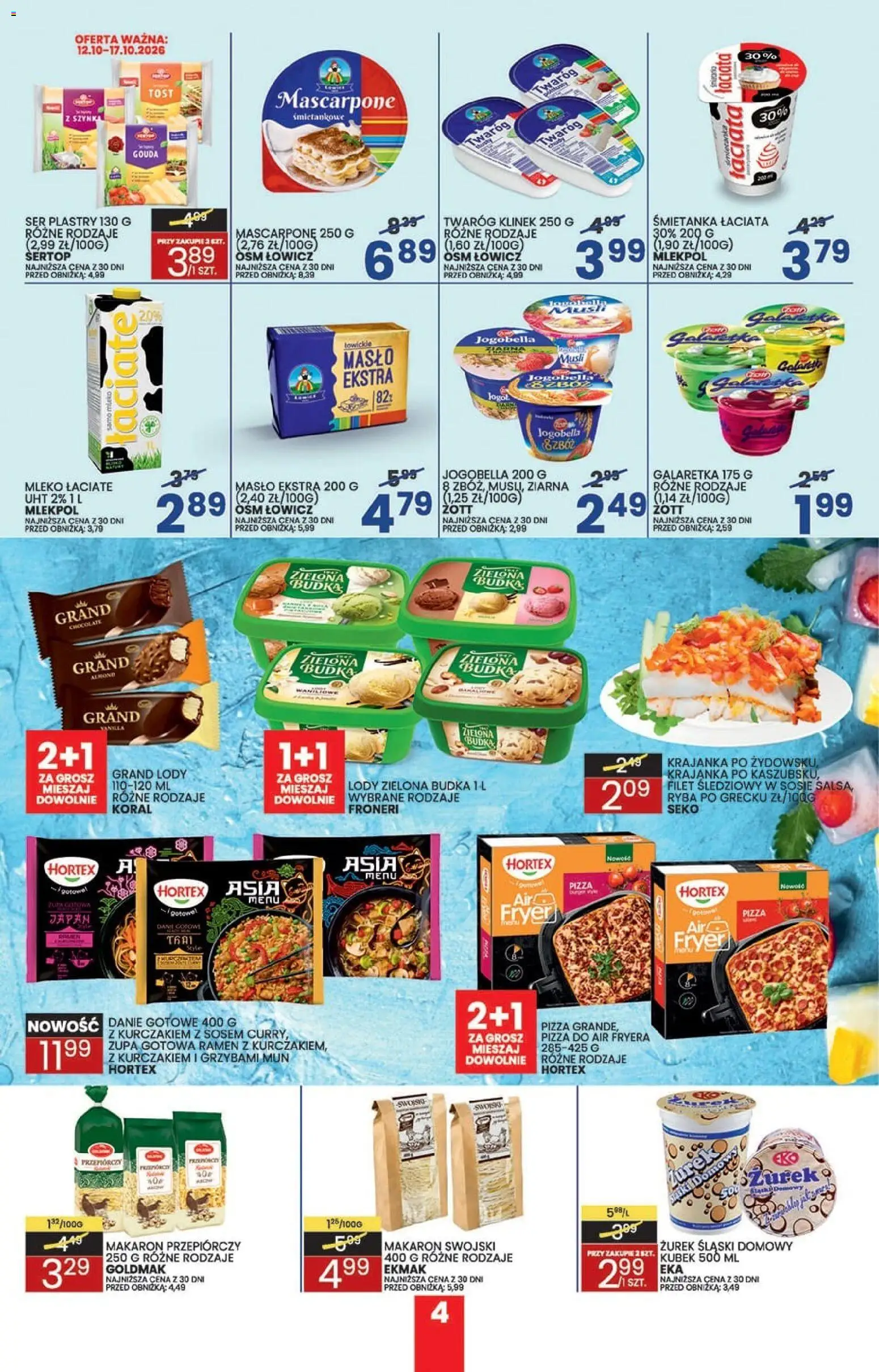 Pogląd gazetki "Wafelek gazetka" ze sklepu Wafelek ważnej od 05.10.2026 - Masło, Mleko, Mascarpone, Szynka, Twaróg, Filet, Lody Zielona Budka, Musli