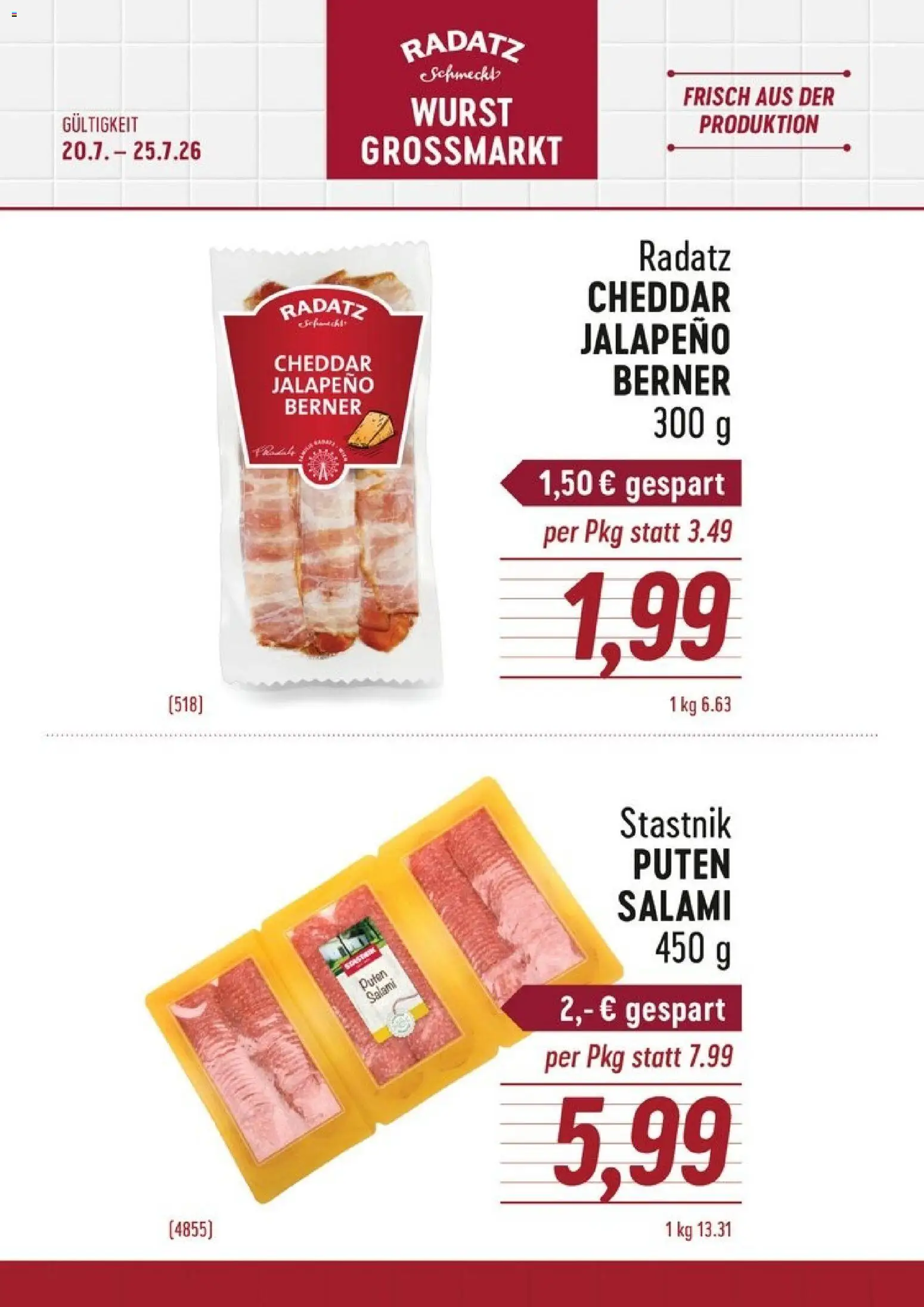 Vorschau der Angebote: Radatz Radatz Salami und Berner gültig ab 20.07.2026