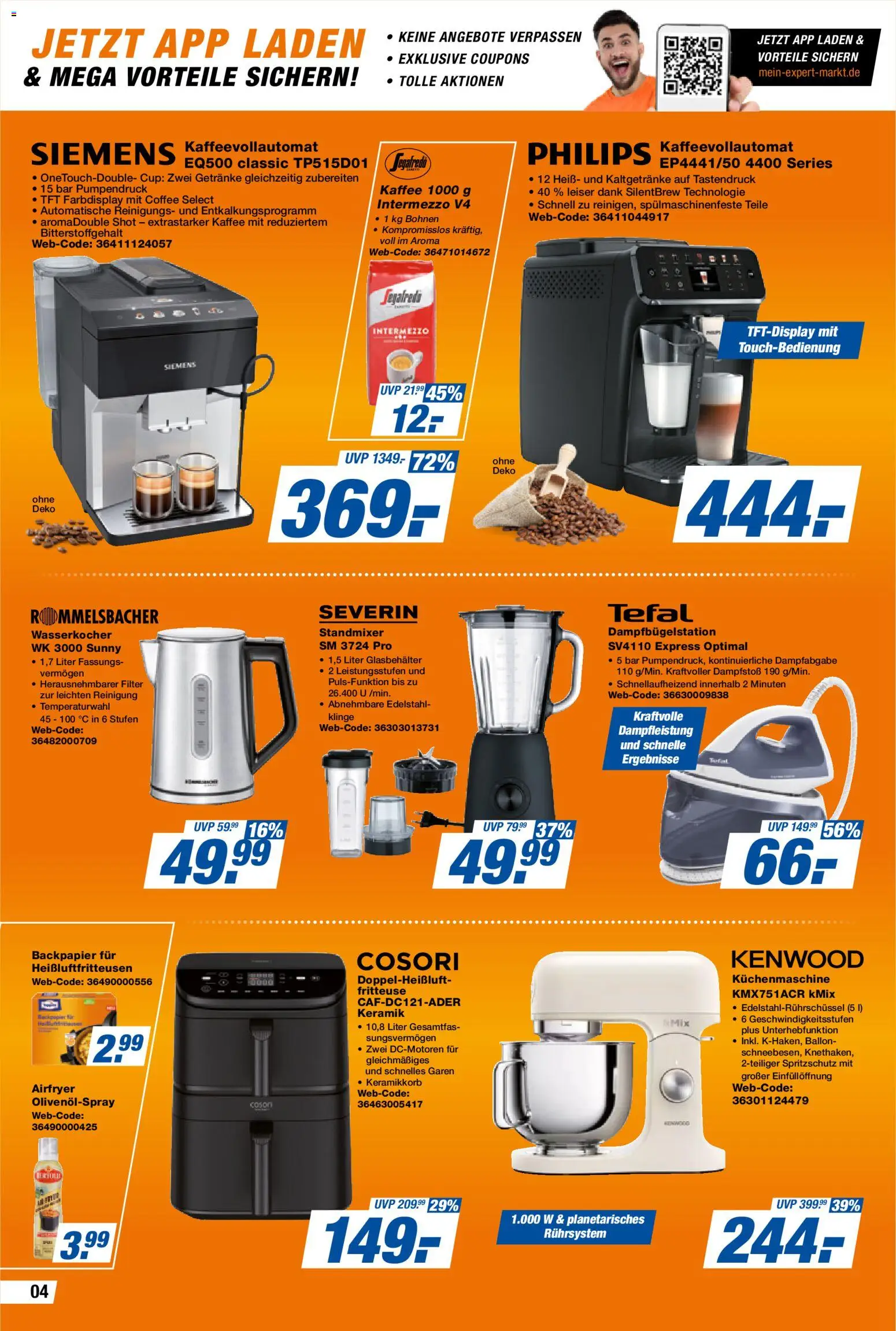 Vorschau von dem Prospekt des Geschäftes Expert, gültig ab dem 04.09.2026 - Kaffee, Kaffeevollautomat, Philips, Siemens, Wasserkocher, Fritteuse, Segafredo