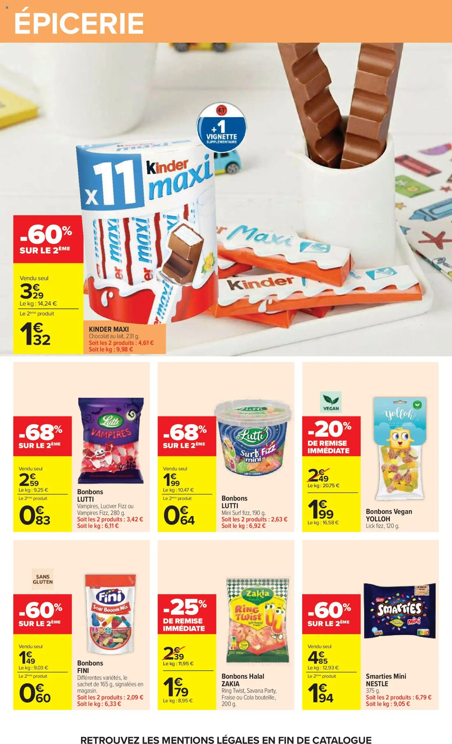 Prévisualisation de Carrefour Vos promos du quotidien du magasin Carrefour formulaire valide 27/10/2026 - Chocolat, Bonbons, Fraise, Kinder Chocolat, Kinder maxi