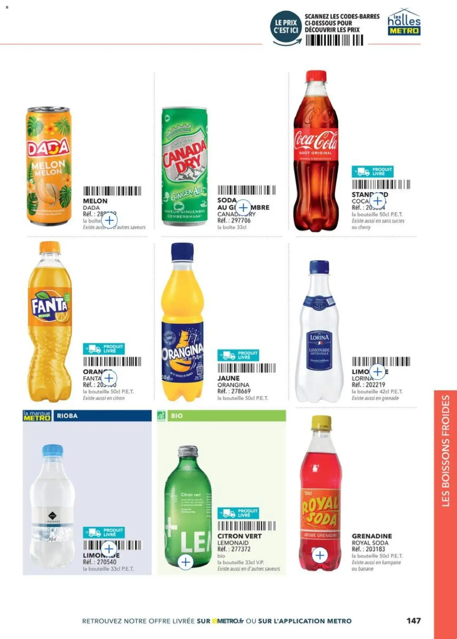 Prévisualisation de METRO - Restauration rapide du magasin METRO formulaire valide 14/04/2026 - Gingembre, Banane, Fanta, Citron vert, Bouteille, Limonade, Boissons, Coca cola gout original