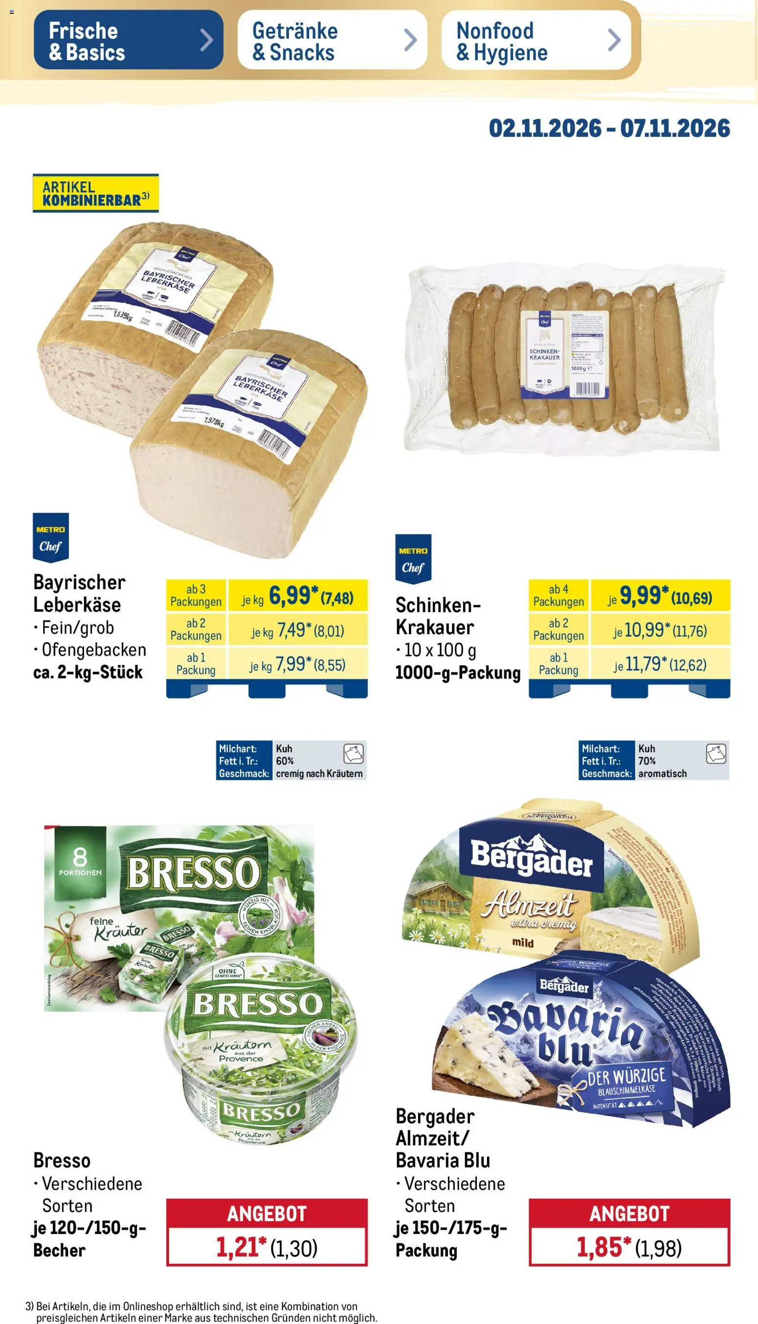 Vorschau von dem Prospekt des Geschäftes Metro, gültig ab dem 02.11.2026 - Käse, Schinken, Leberkase, Bresso
