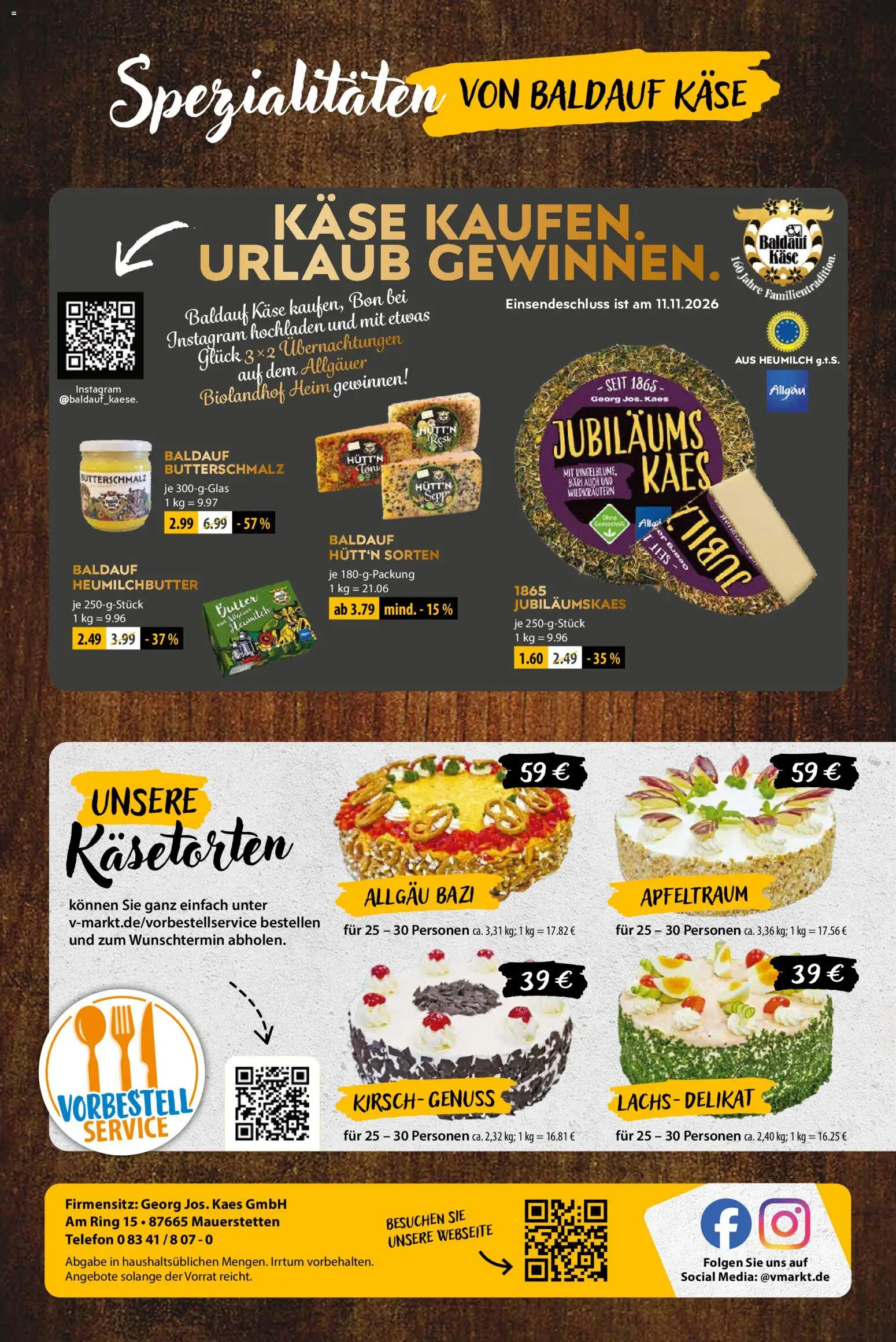 Vorschau von dem Prospekt des Geschäftes V-Markt, gültig ab dem 29.10.2026 - Telefon, Butter, Käse, Lachs, Butterschmalz, Spezialitäten