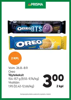 Kaupan Prisma Prisma - Oreo esikatselu, voimassa 26/08/2026