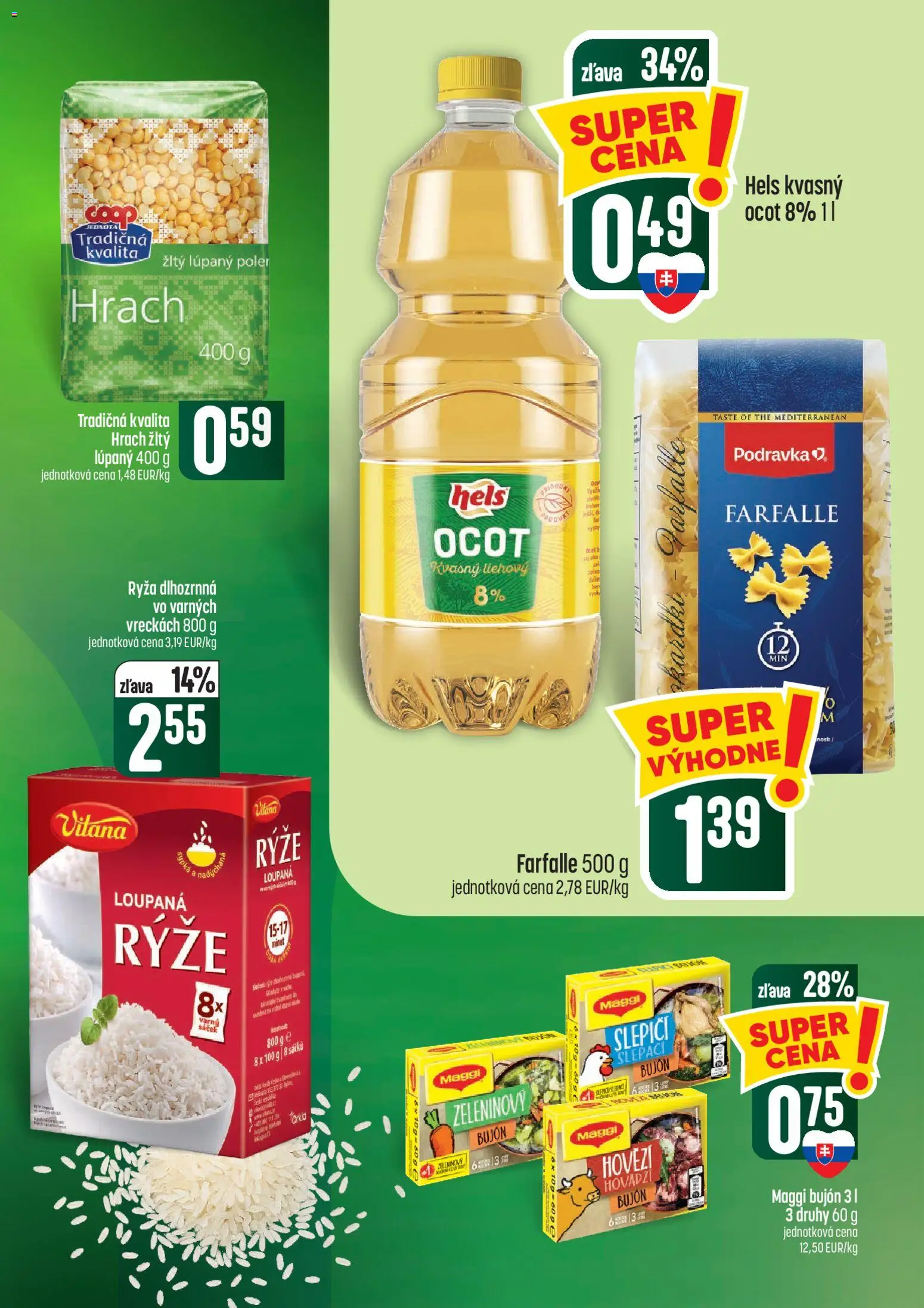 Náhľad COOP Jednota letáku platného od 01.10.2026 - Ryža, Ocot, Hrach, Bujón