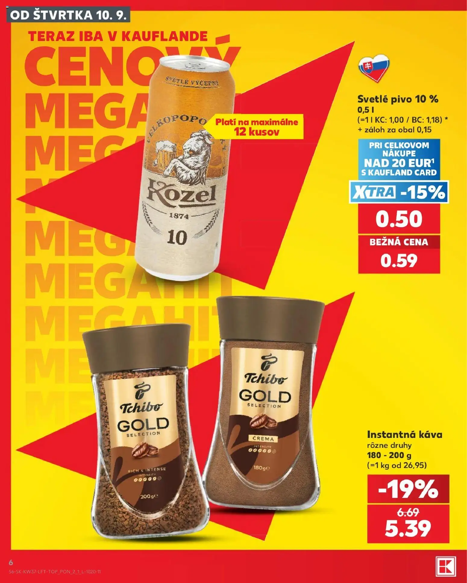 Náhľad Kaufland letáku platného od 10.09.2026 - Káva, Pivo, Instantná káva
