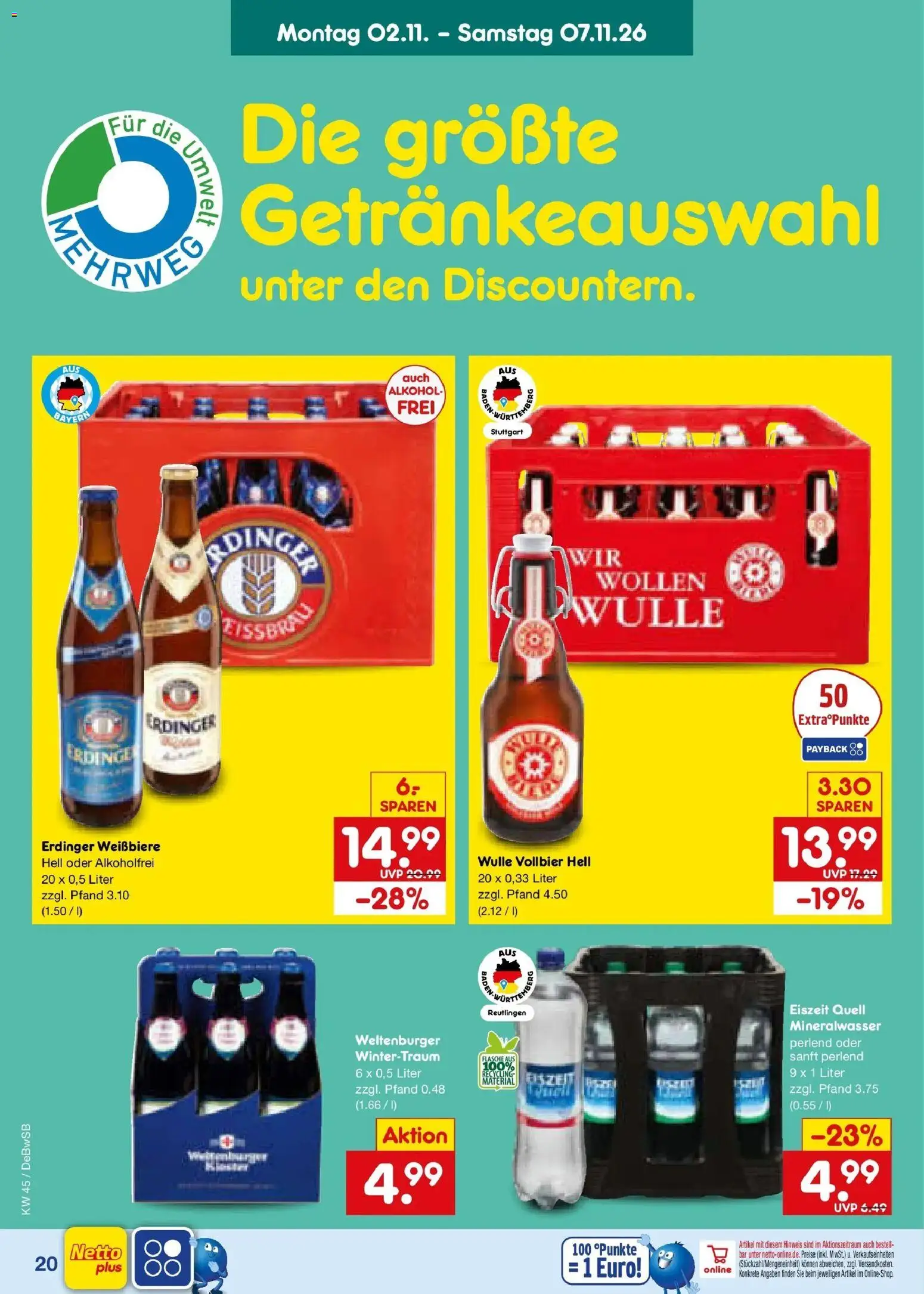 Vorschau von dem Prospekt des Geschäftes Netto Marken-Discount, gültig ab dem 02.11.2026 - Mineralwasser, Alkohol, Erdinger