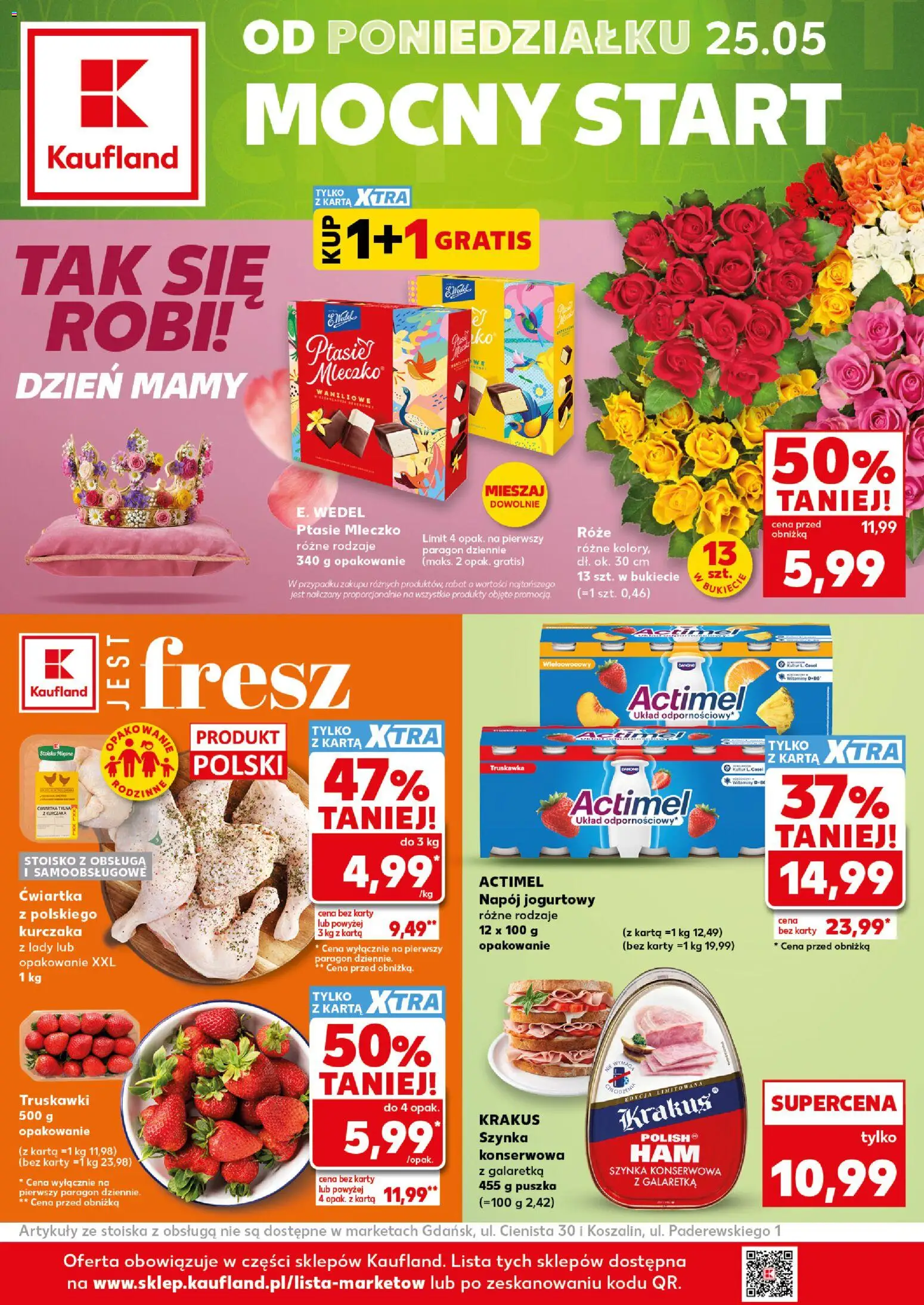 Náhled nabídky: Kaufland Polsko Kaufland Polsko leták - Mocny start platný od 25.05.2026 - Karty, Actimel
