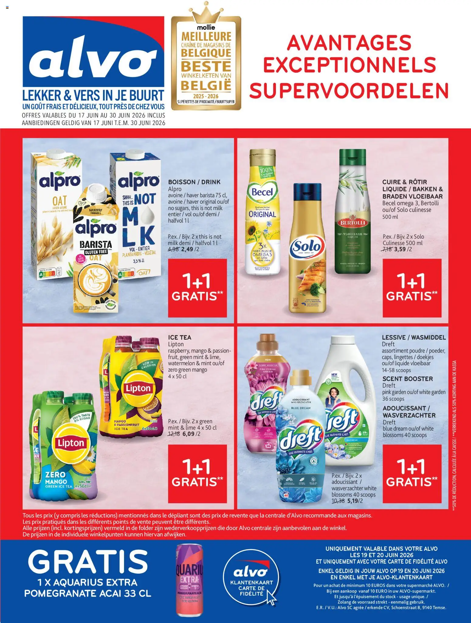Voorbeeld van Alvo Publicité van winkel Alvo geldig vanaf 17/06/2026 - Mango, La, Omega, Rooster, Wasmiddel, Haver, Wasverzachter, Doekjes