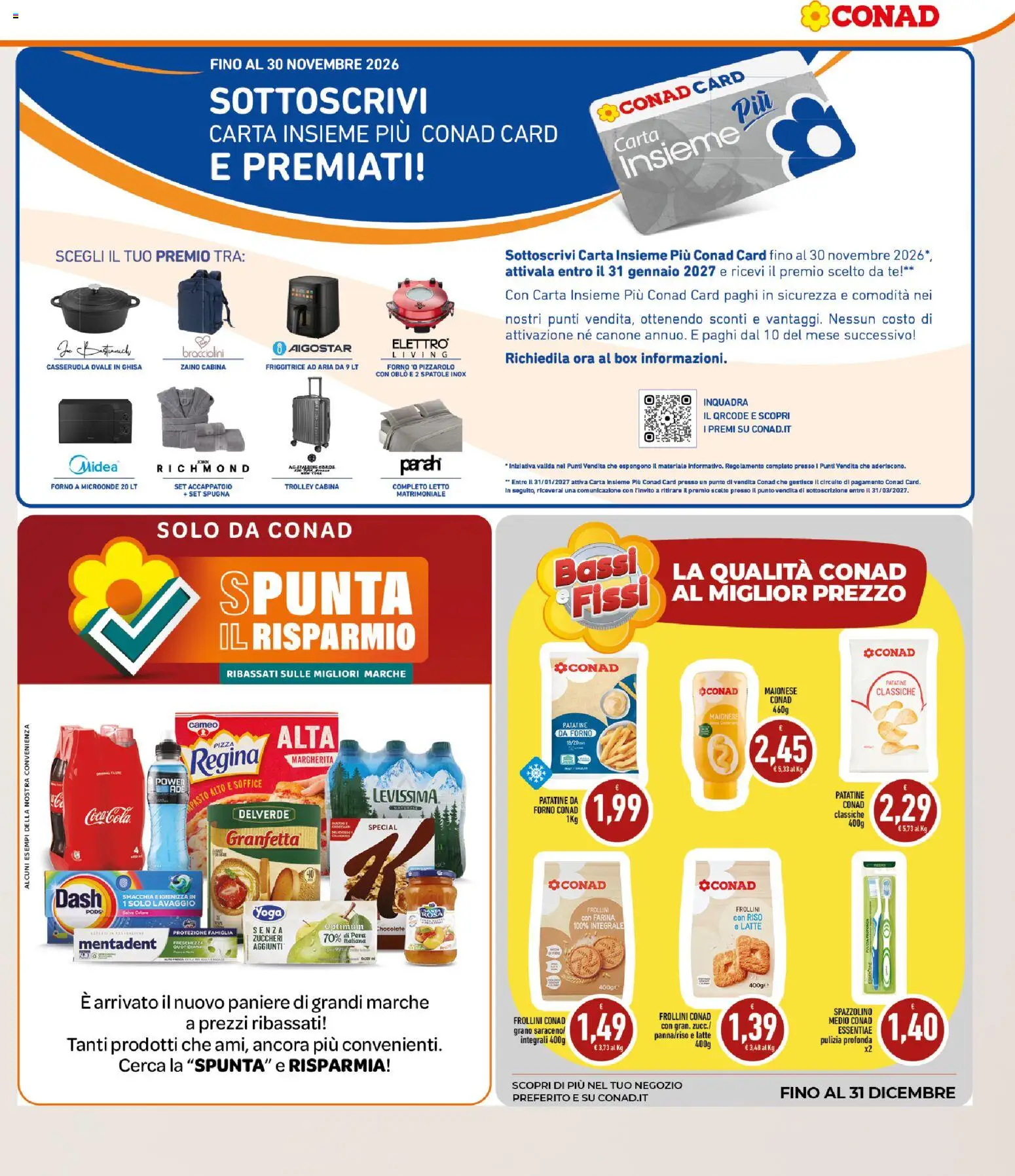 Anteprima dell'opuscolo Conad volantino Convenienza Più Sicilia dal negozio Conad valido da 28/10/2026 - Microonde, Zaino, Letto, Pera, Friggitrice, Spugna, Casseruola, Spazzolino