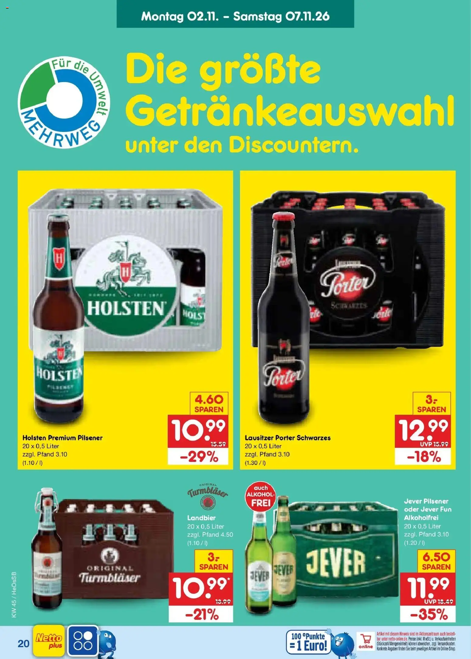 Vorschau von dem Prospekt des Geschäftes Netto Marken-Discount, gültig ab dem 02.11.2026 - Alkohol, Jever, Holsten