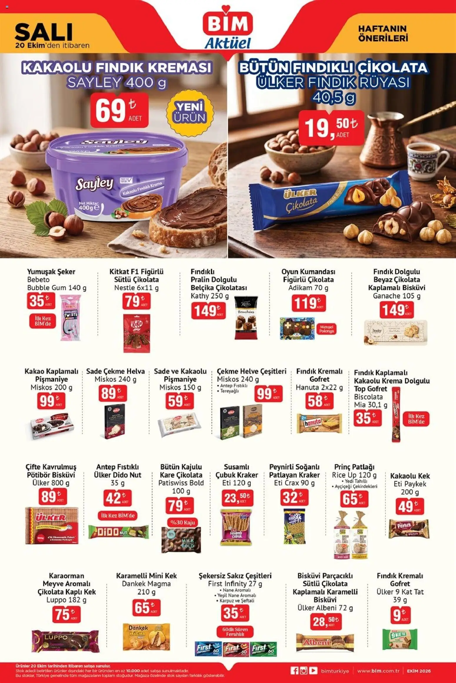 BİM BİM - Katalog Salı 20.10.2026 - Broşürünün önizlemesi - Oyun, Şeker, Krema, Karpuz, Meyve, Şeftali, Sakız, Nane