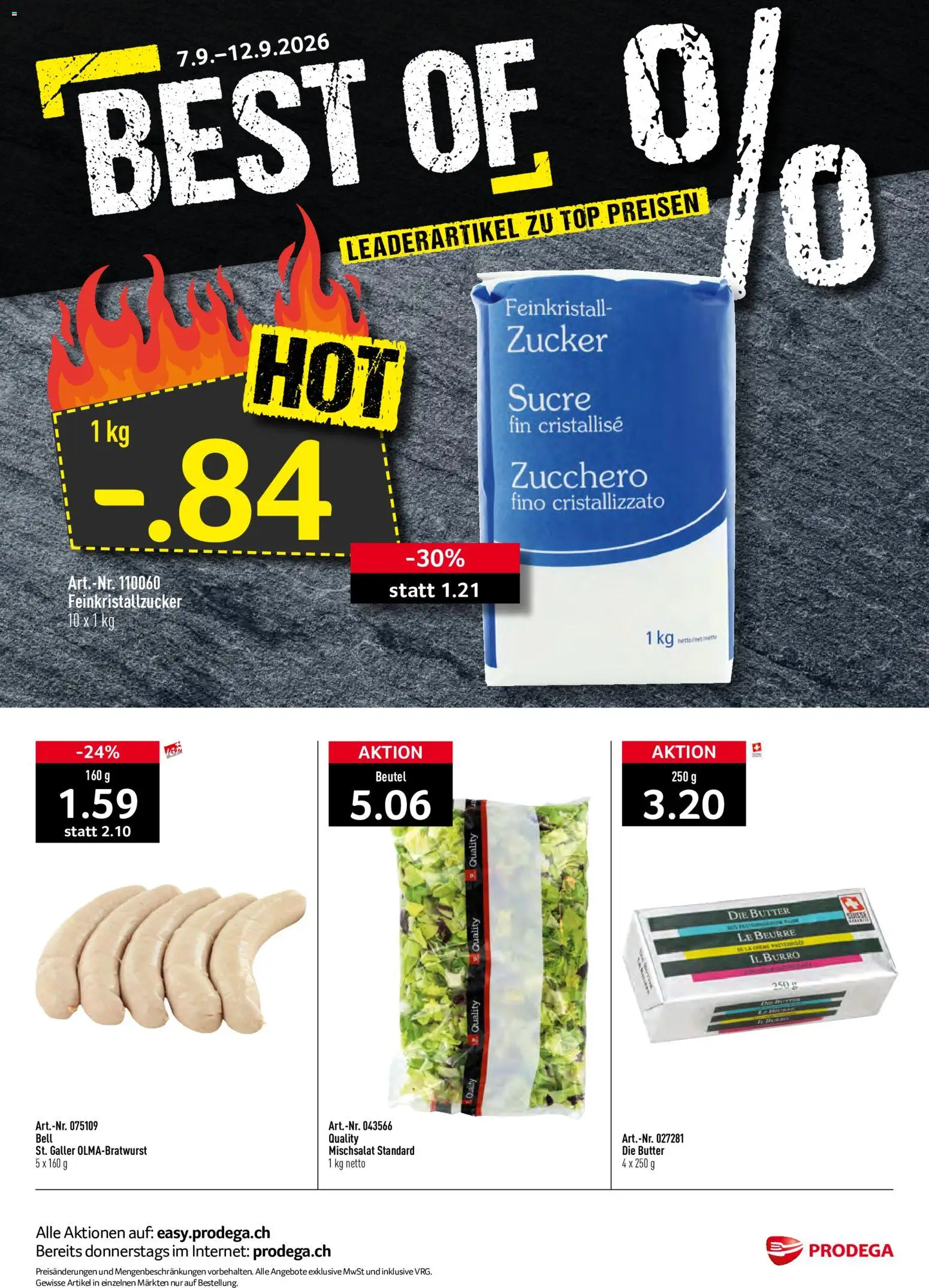 Vorschau des Merkblatts Prodega aktionen vom Shop Prodega gültig von 07.09.2026 bis 12.09.2026 - Top, Butter, Zucker