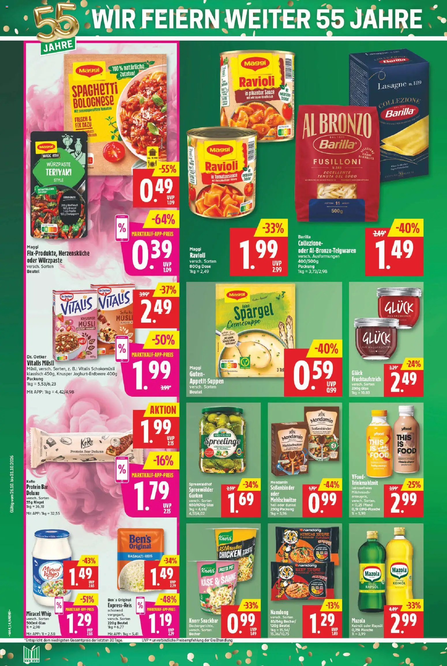 Vorschau von dem Prospekt des Geschäftes Marktkauf, gültig ab dem 26.10.2026 - Pasta, Lasagne, Spargel, Champignons, Gurken, Rindfleisch, Knorr, Rote Paprika