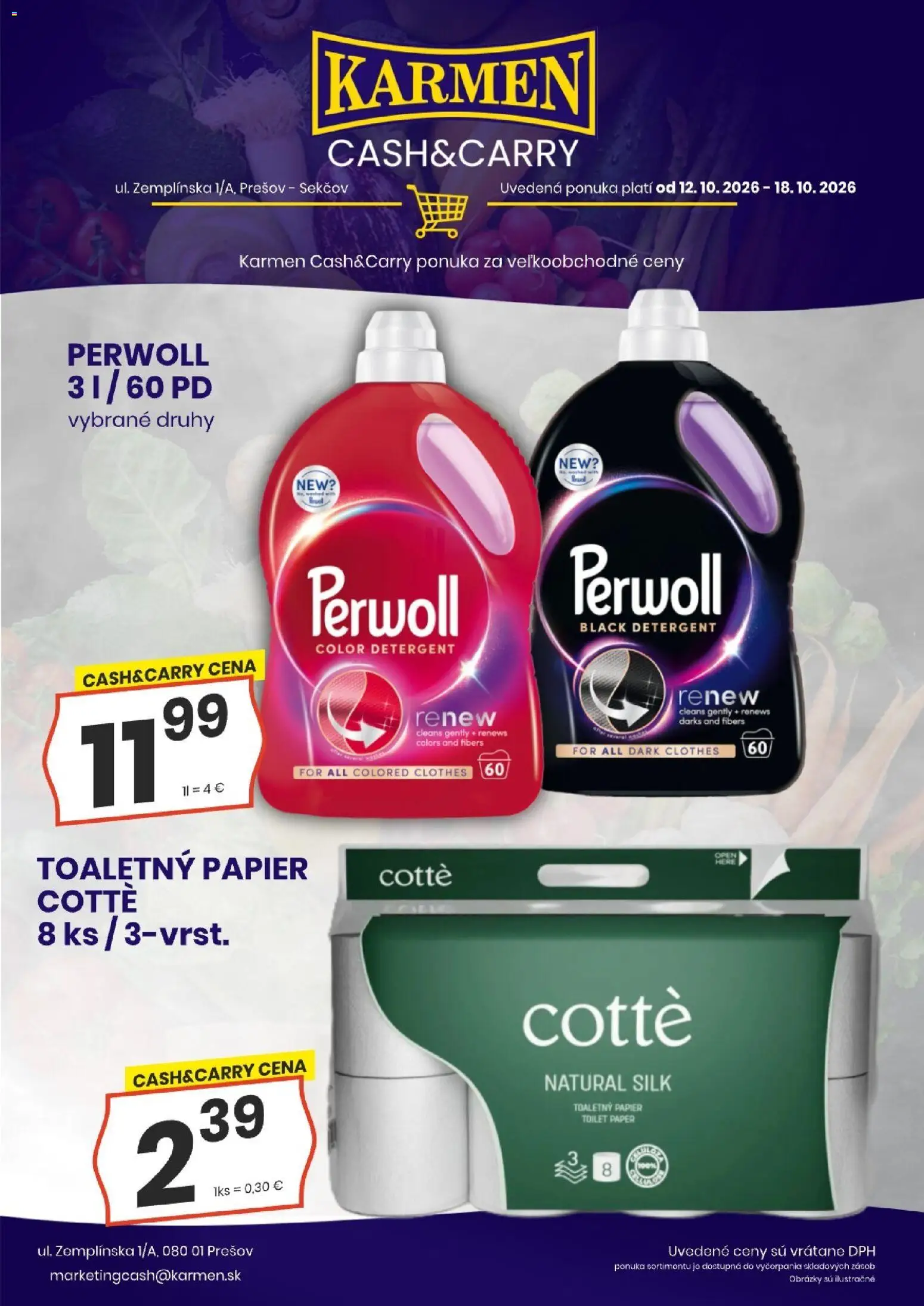 Náhľad KARMEN CBA letáku platného od 12.10.2026 - Toaletný papier, Perwoll