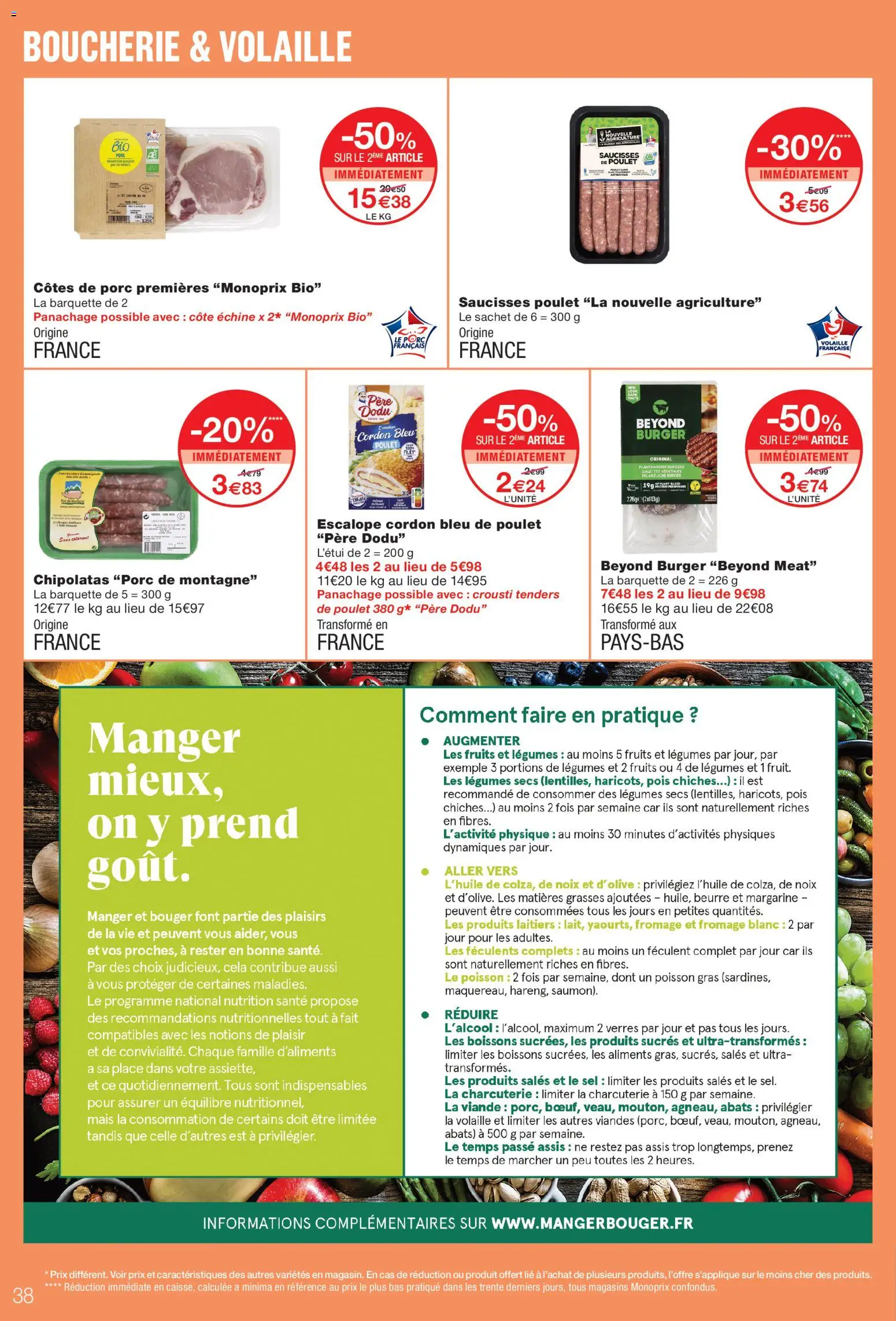 Prévisualisation de Monoprix catalogue du magasin Monoprix formulaire valide 08/09/2026 - Burger, Poulet, Pois chiches, Verres, Viande, Sel, Margarine, Les fruits et légumes