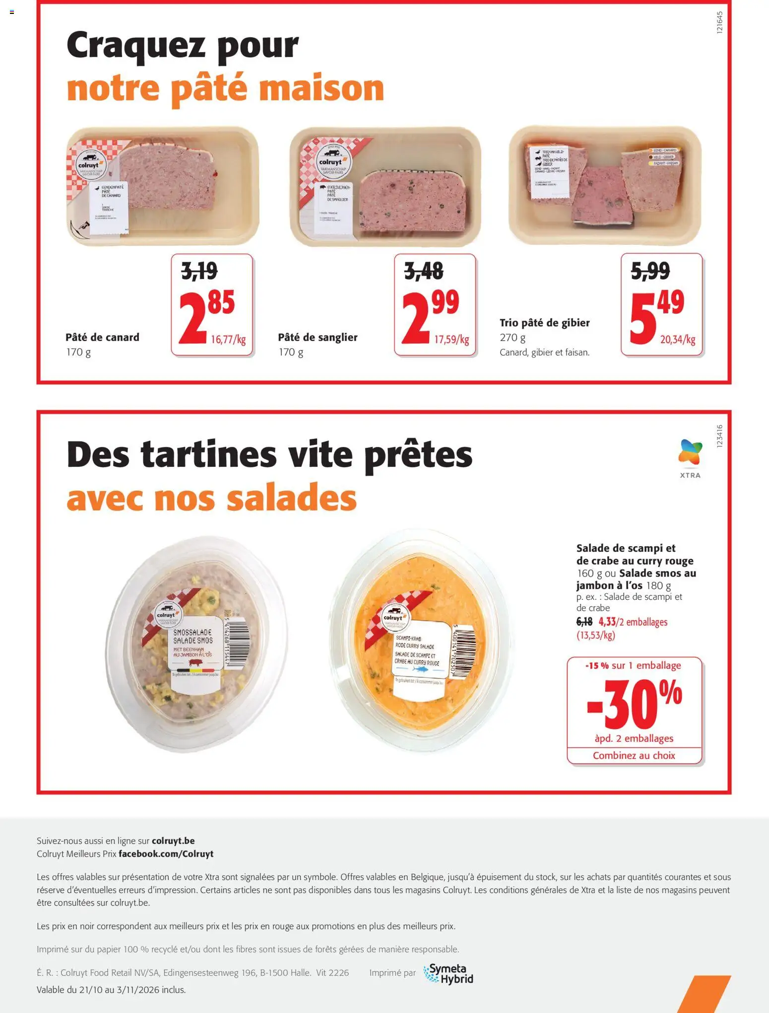 Prévisualisation de Colruyt Toutes les offres du magasin Colruyt formulaire valide 21/10/2026 - Salade, Canard, Pâte, Pâtes, Curry, Jambon, Crabe, Tartines