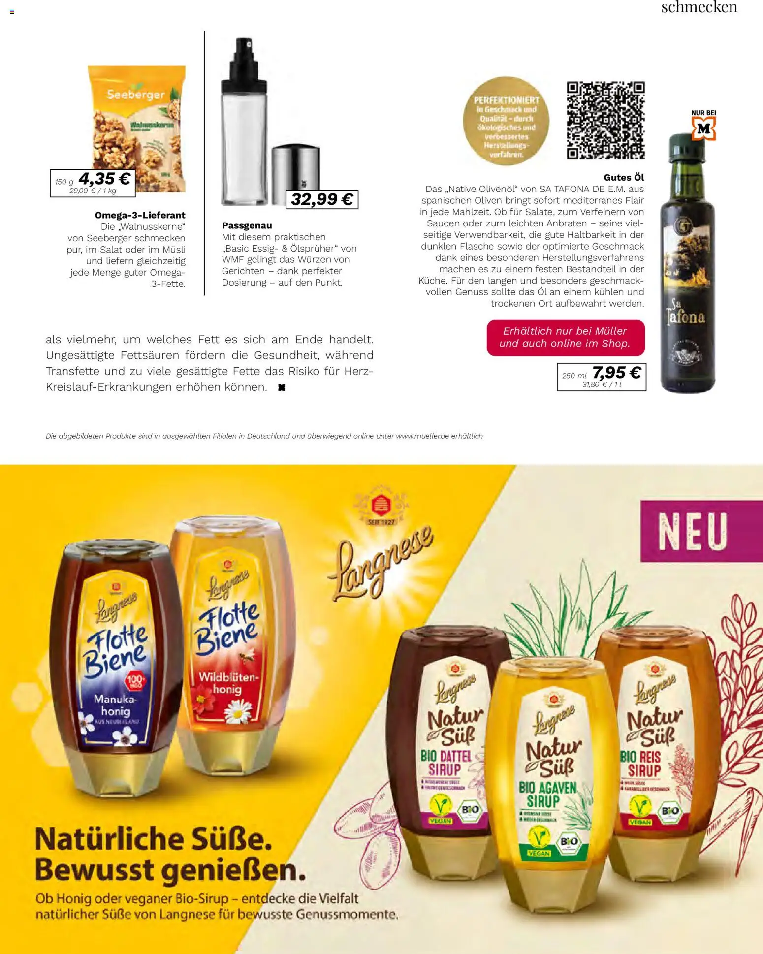 Vorschau von dem Prospekt des Geschäftes Müller, gültig ab dem 01.09.2026 - Öl, Reis, Essig, Sirup, Dattel, Langnese, Olivenol, Musli