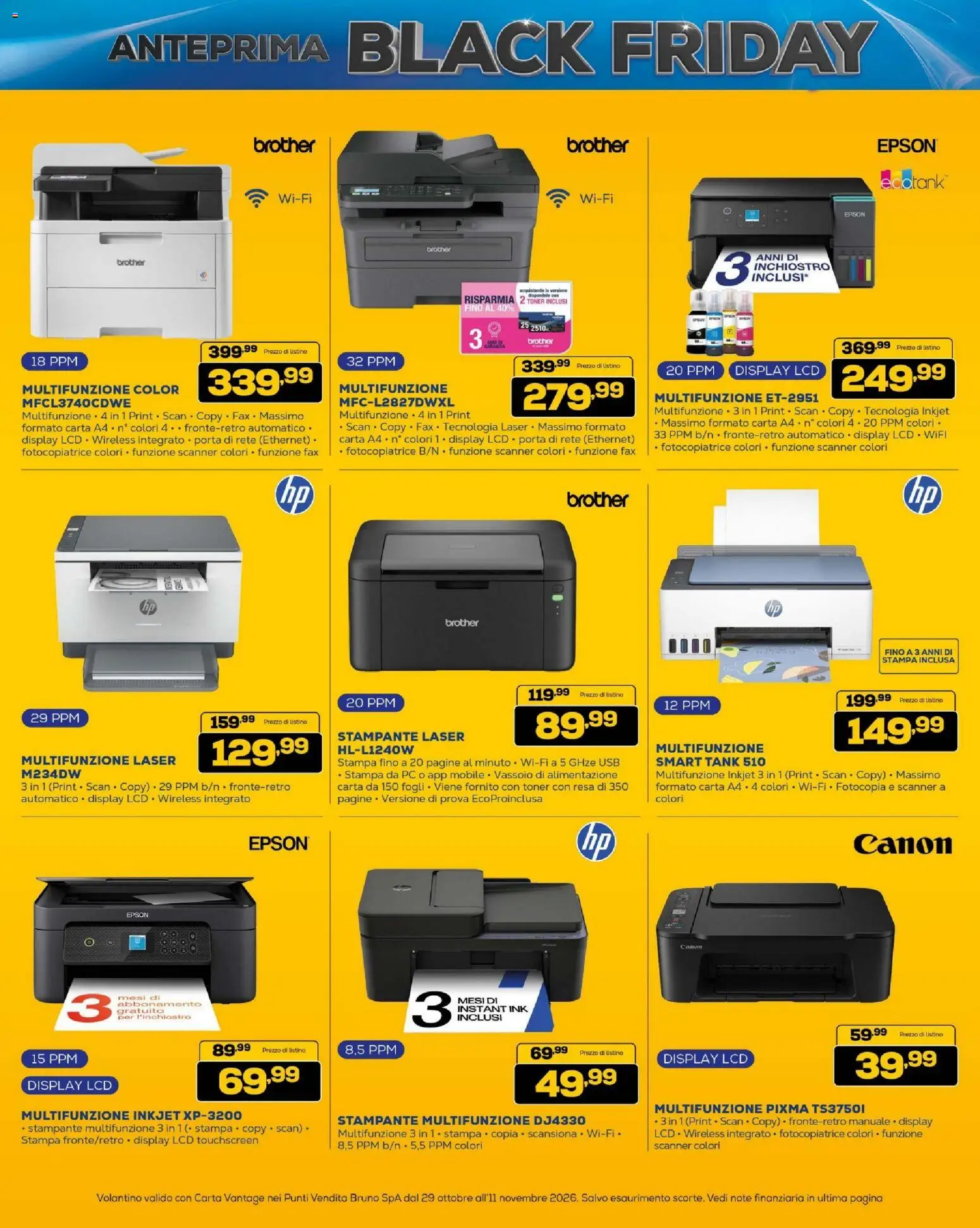 Anteprima dell'opuscolo BRUNO Black Friday ML dal negozio BRUNO valido da 29/10/2026 - PC, Mobile, Stampante, Porta, USB, Toner, Vassoio, Carta A4