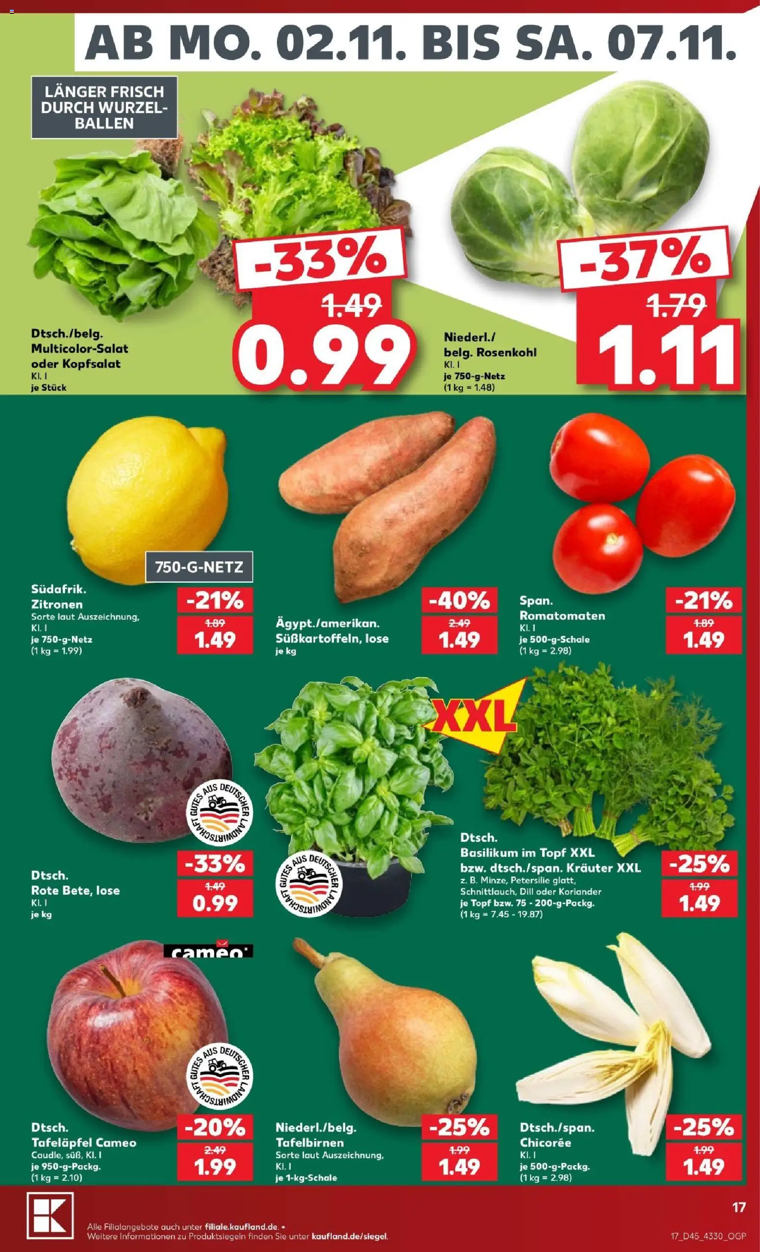 Vorschau von dem Prospekt des Geschäftes Kaufland, gültig ab dem 02.11.2026 - Petersilie, Dill, Zitronen