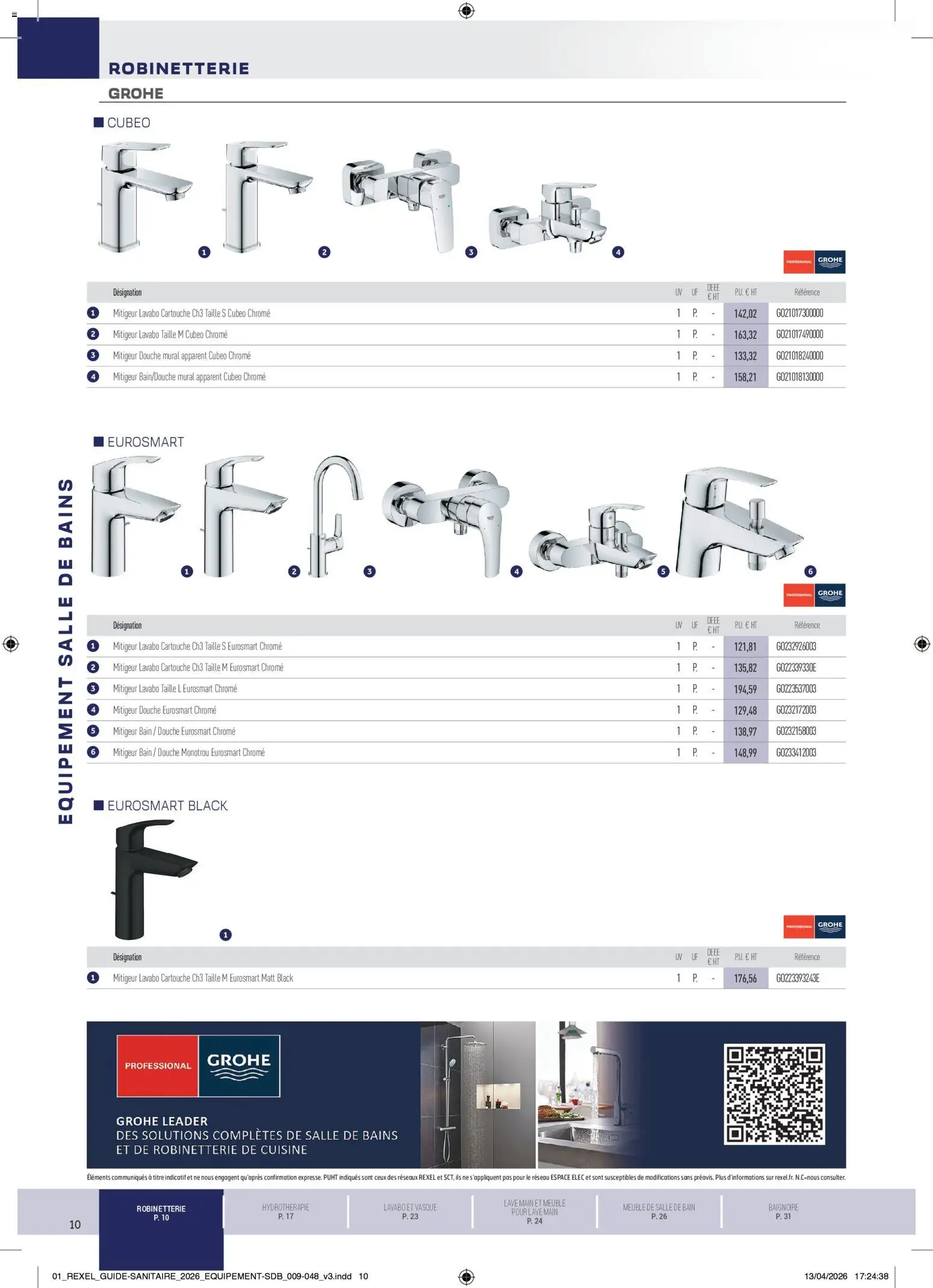 Prévisualisation de Rexel - Brochure Sanitaire du magasin Rexel formulaire valide 20/04/2026 - Meuble, Baignoire, Douche, Meuble de salle de bain, Lavabo, Cartouche, Mitigeur lavabo