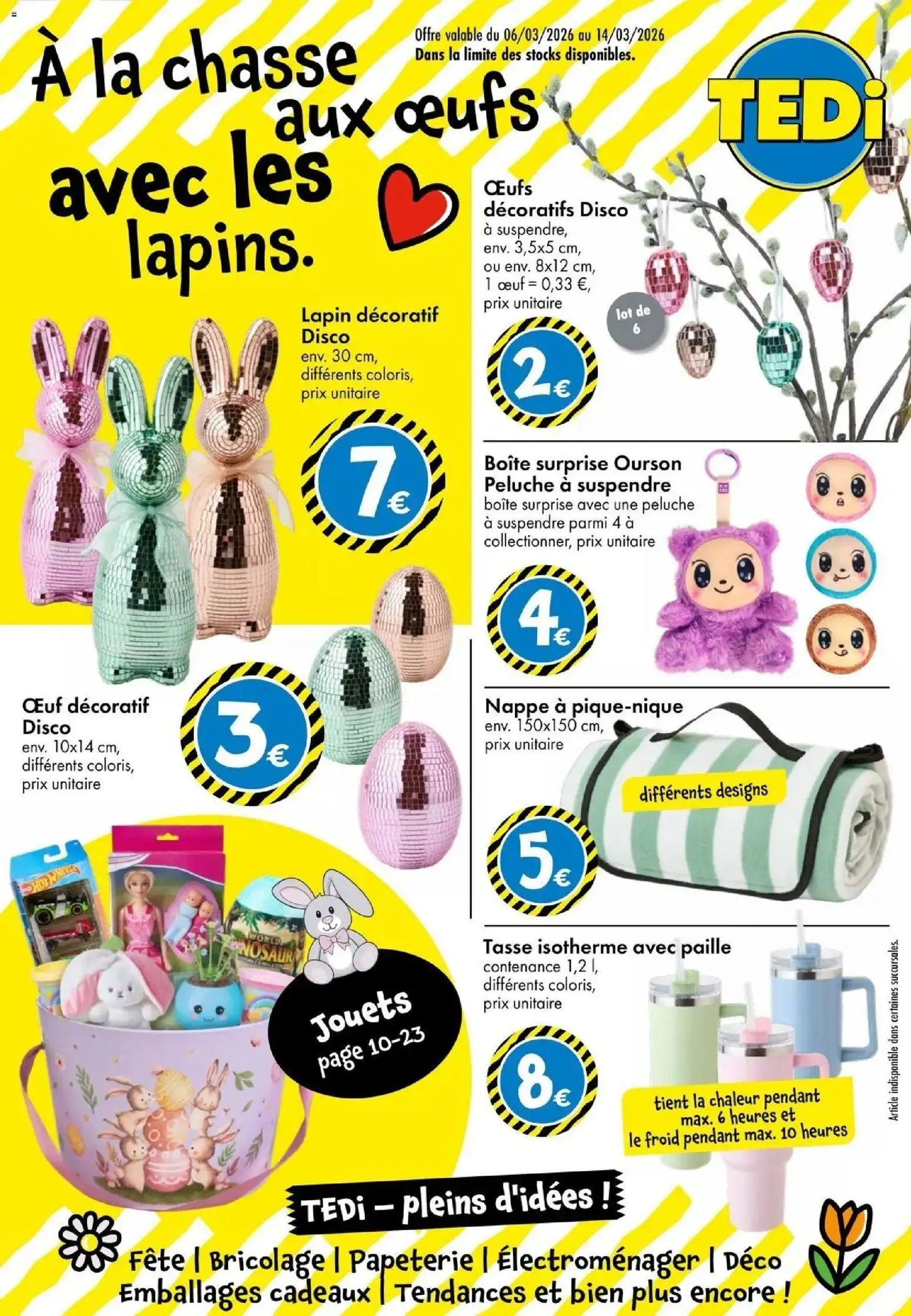 Prévisualisation de TEDi - pleins d'idées du magasin TEDi formulaire valide 06/03/2026 - Bricolage, Lapin, Œufs, Jouets, Peluche, Nappe