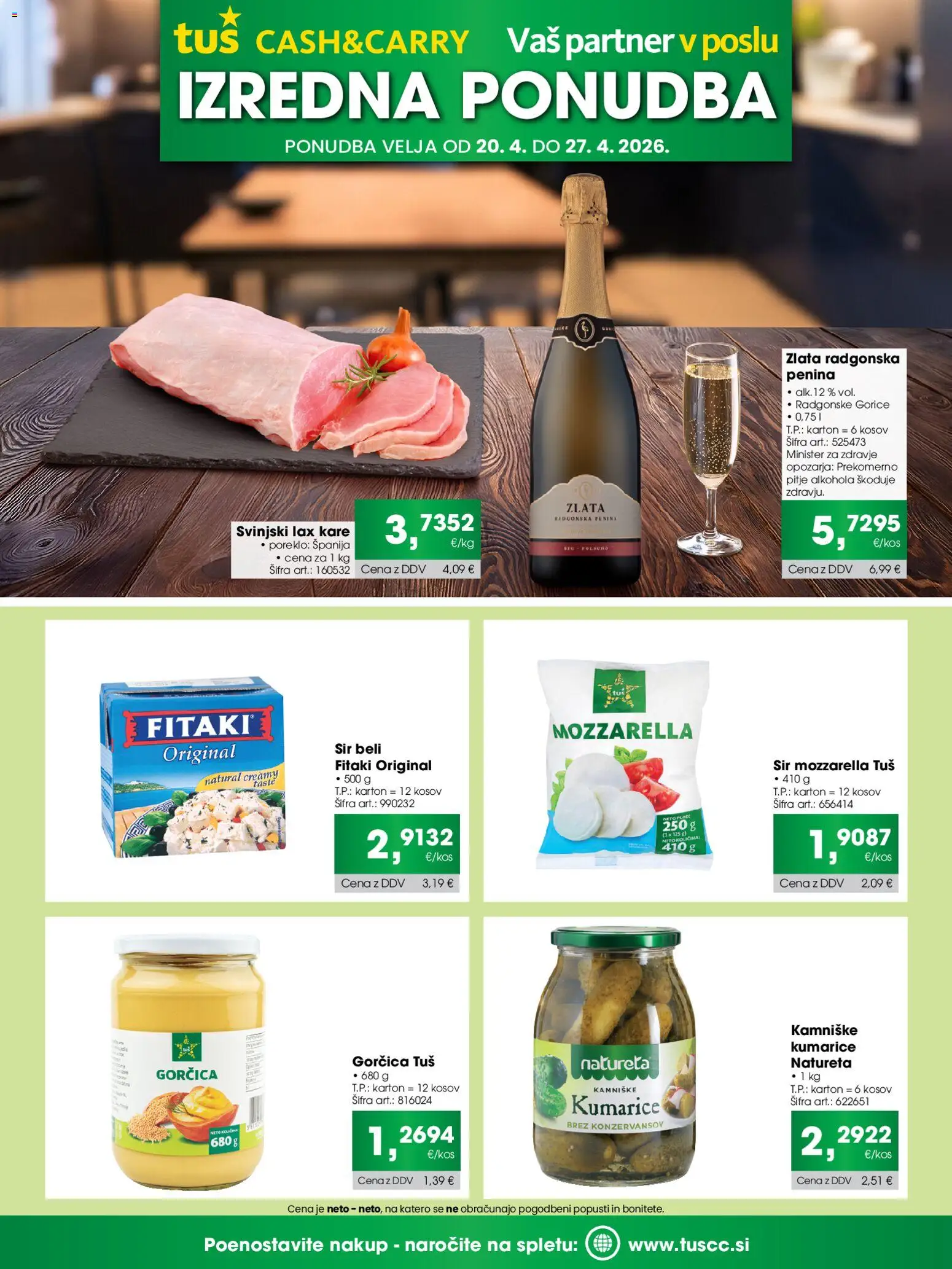 Predogled kataloga iz trgovine Tuš veljaven od 20.04.2026 - Sir, Mozzarella, Penina, Gorčica, Kumarice