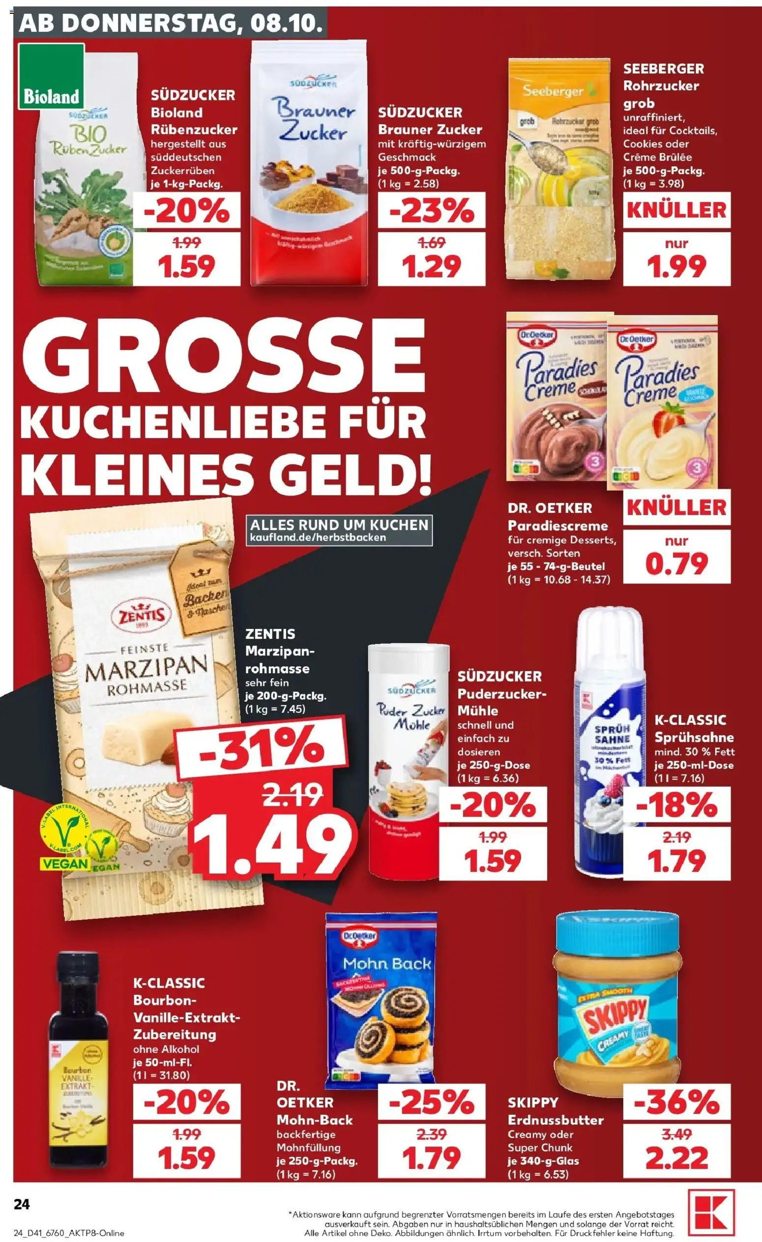 Vorschau von dem Prospekt des Geschäftes Kaufland, gültig ab dem 08.10.2026 - Creme brulee, Alkohol, Taschen, Zucker, Mühle, Sahne, Bourbon, Puder