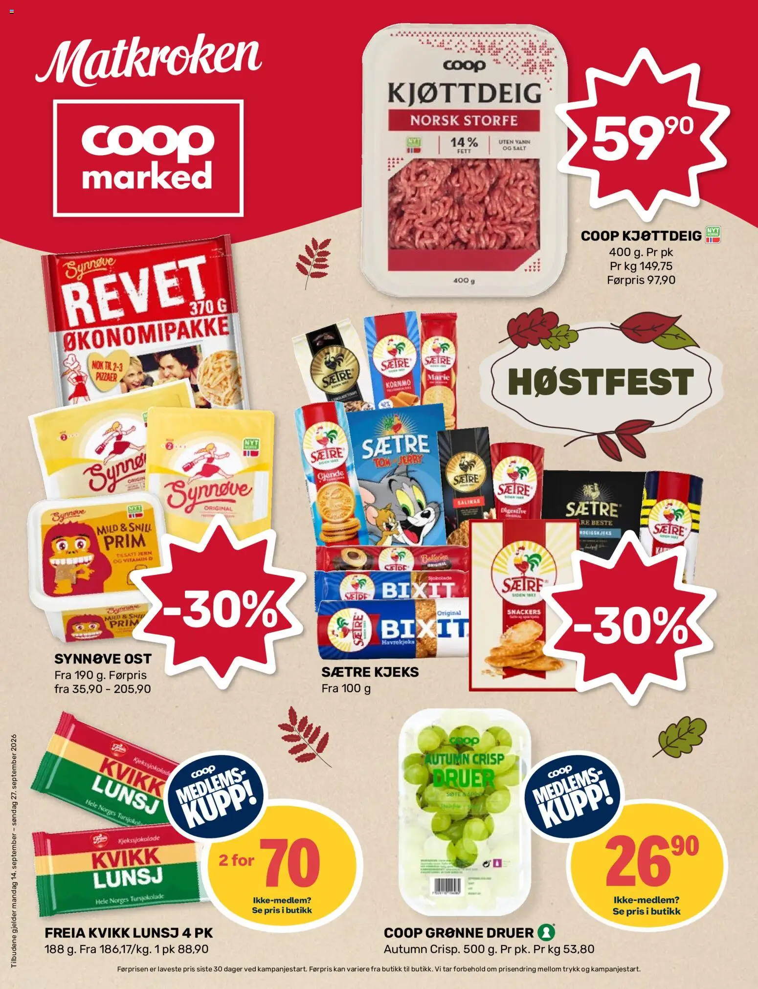 Forhåndsvis Coop Marked kundeavis fra butikk Coop Marked gyldig fra 14/09/2026