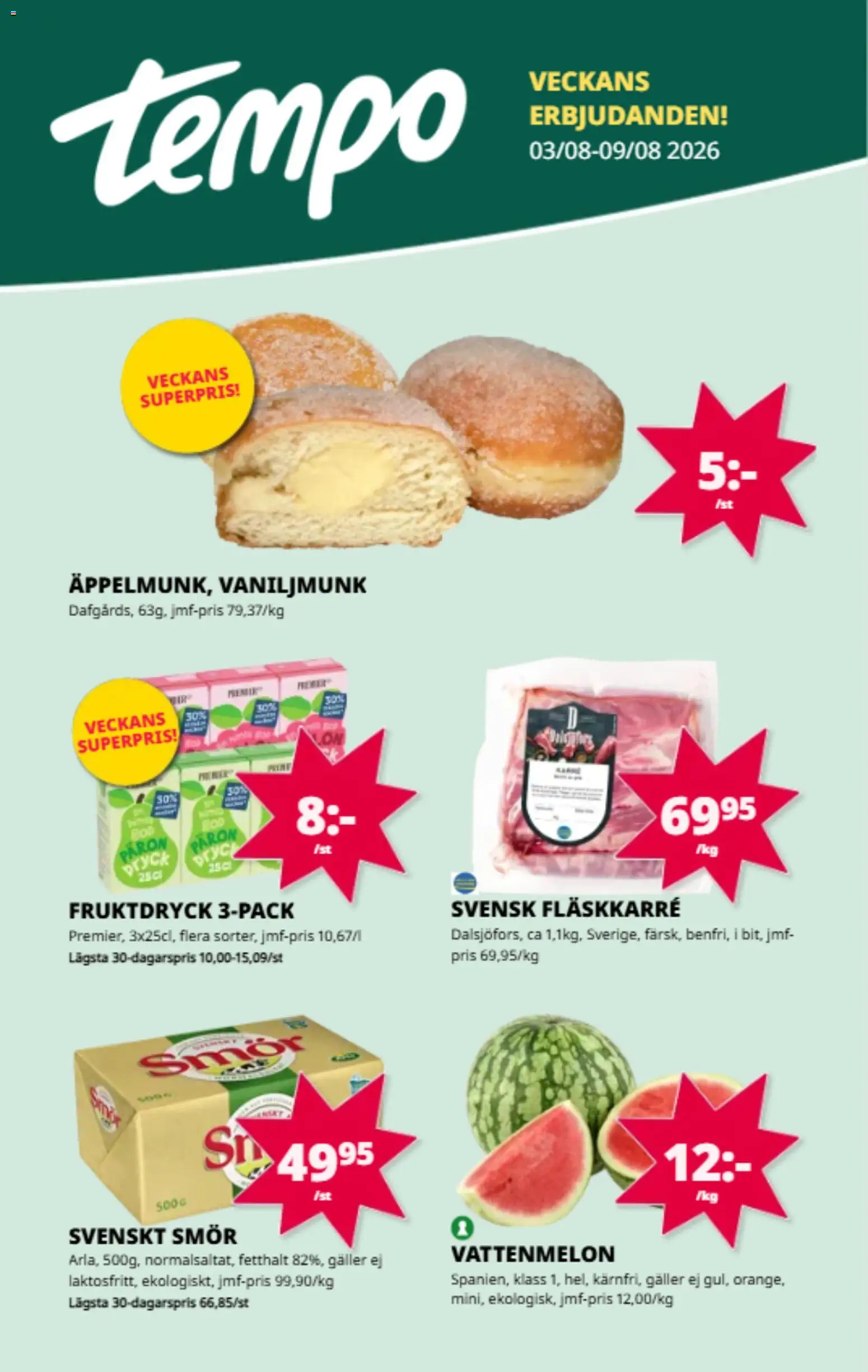 Förhandsgranska reklamblad Tempo erbjudanden från butik Tempo gäller från 03/08/2026