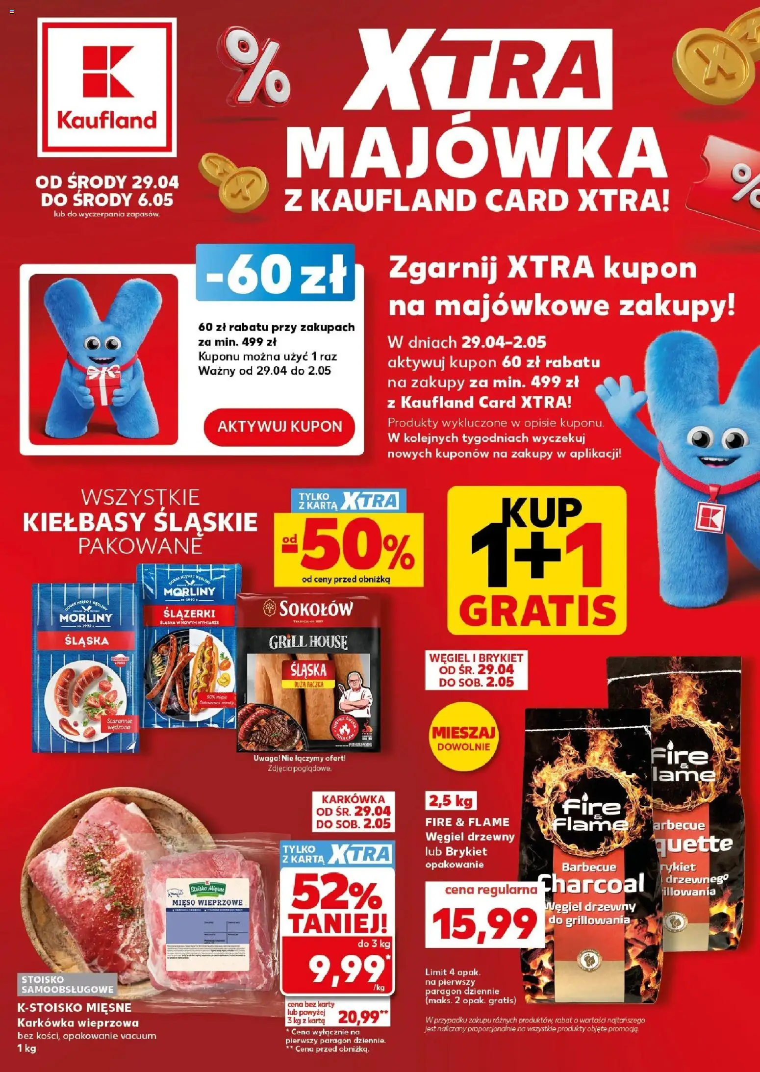 Pogląd gazetki "Kaufland gazetka" ze sklepu Kaufland ważnej od 29.04.2026 - Grill, Mięso, Wędliny, Karkówka, Karta, Węgiel drzewny, Mięso wieprzowe, Karkówka wieprzowa