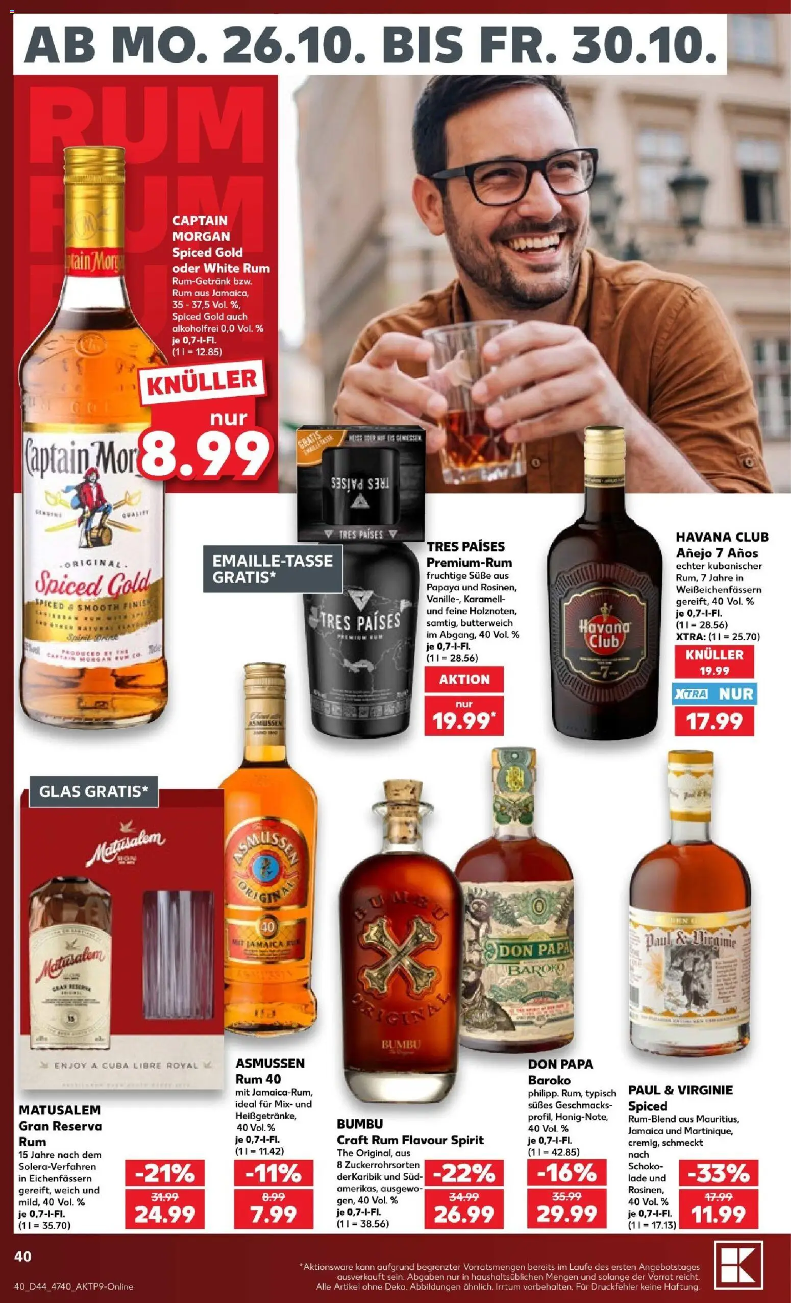 Vorschau von dem Prospekt des Geschäftes Kaufland, gültig ab dem 26.10.2026 - Havana club, Rum, Don Papa Rum, Captain morgan