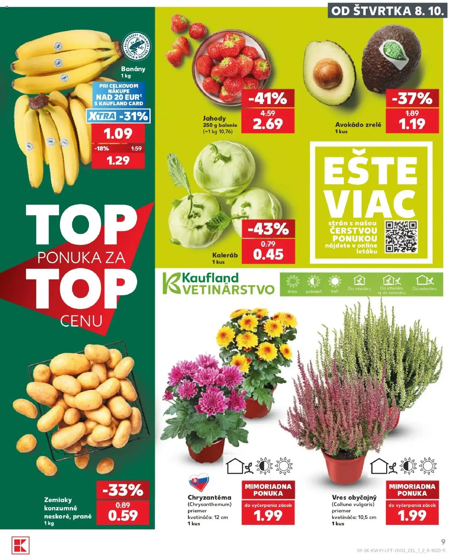 Náhľad Kaufland letáku platného od 08.10.2026 - Avokádo, Jahody, Zemiaky, Kaleráb, Banány