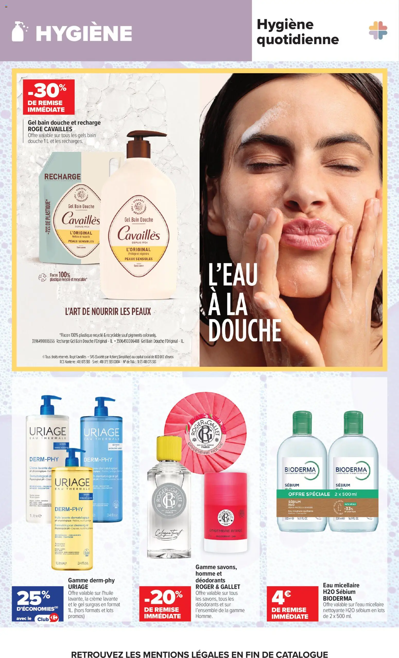 Prévisualisation de Carrefour Parapharmacie, beauté, santé, bein-être du magasin Carrefour formulaire valide 25/08/2026 - Gingembre, Douche, Crème, Huile, Eau micellaire, Savon, Déodorant, Hygiène