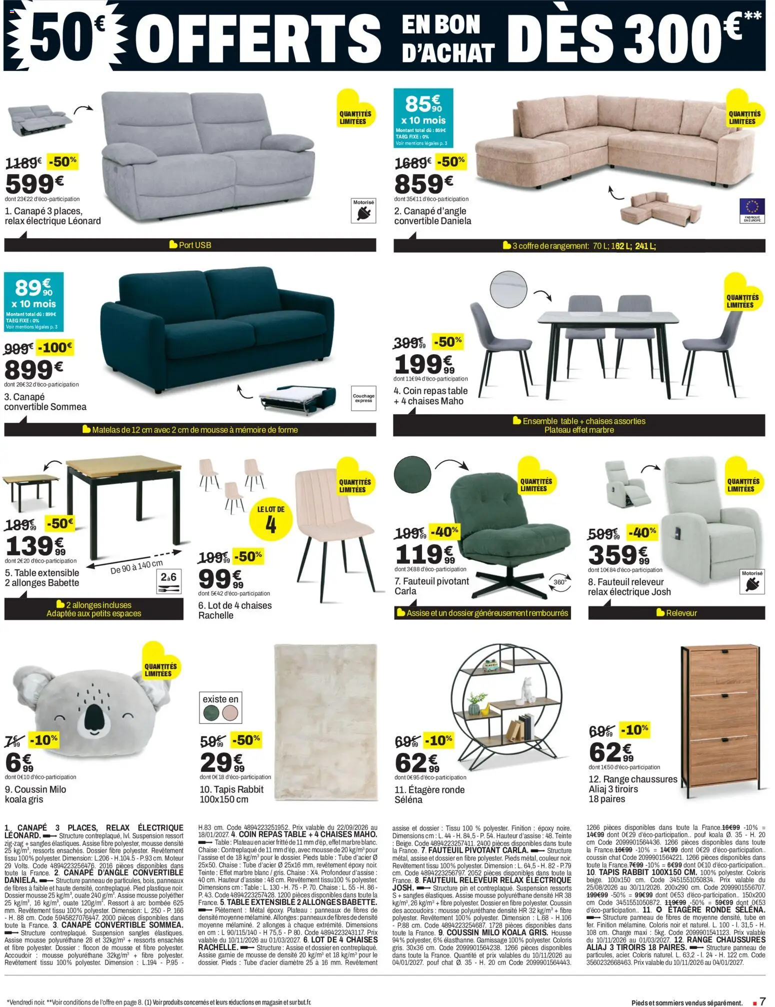 Prévisualisation de But Black Friday du magasin But formulaire valide 10/11/2026 - Canapé, Tapis, Table, Table extensible, Étagère, Range chaussures, Coffre de rangement, Canapé d’angle
